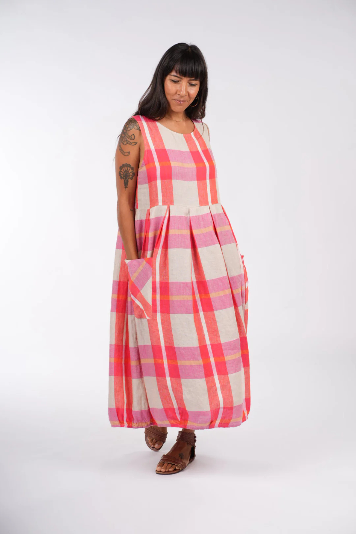 Sartene French Linen Dress - Check