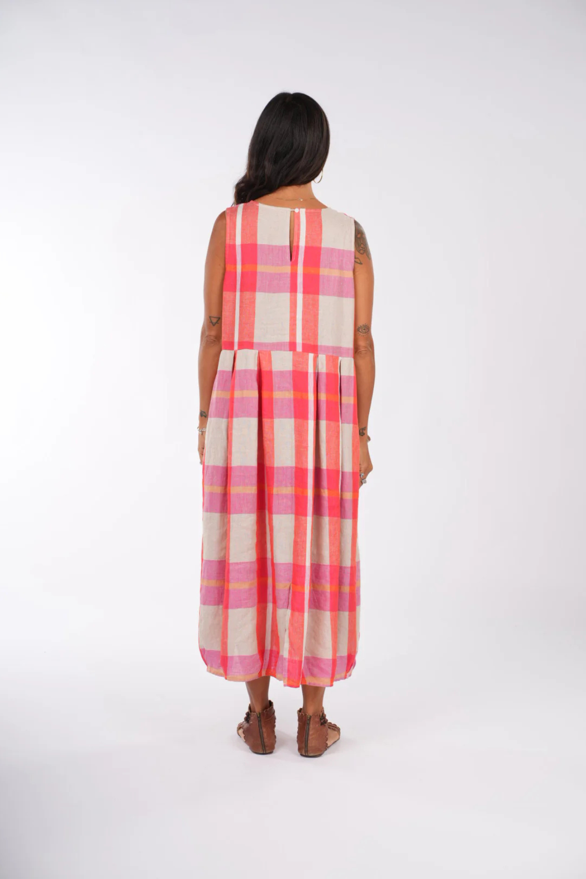 Sartene French Linen Dress - Check