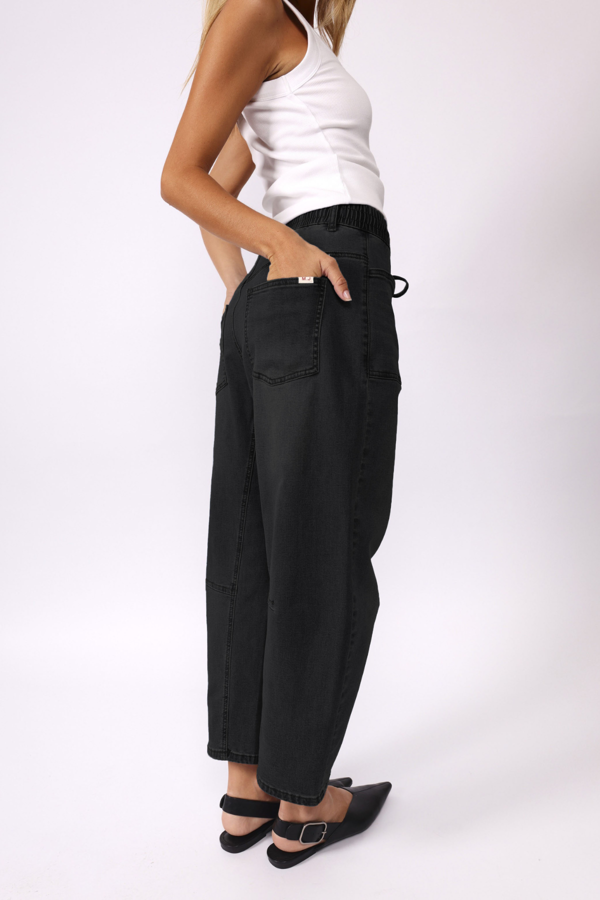 Monaco "Leo" Barrel Jeans - Black Denim