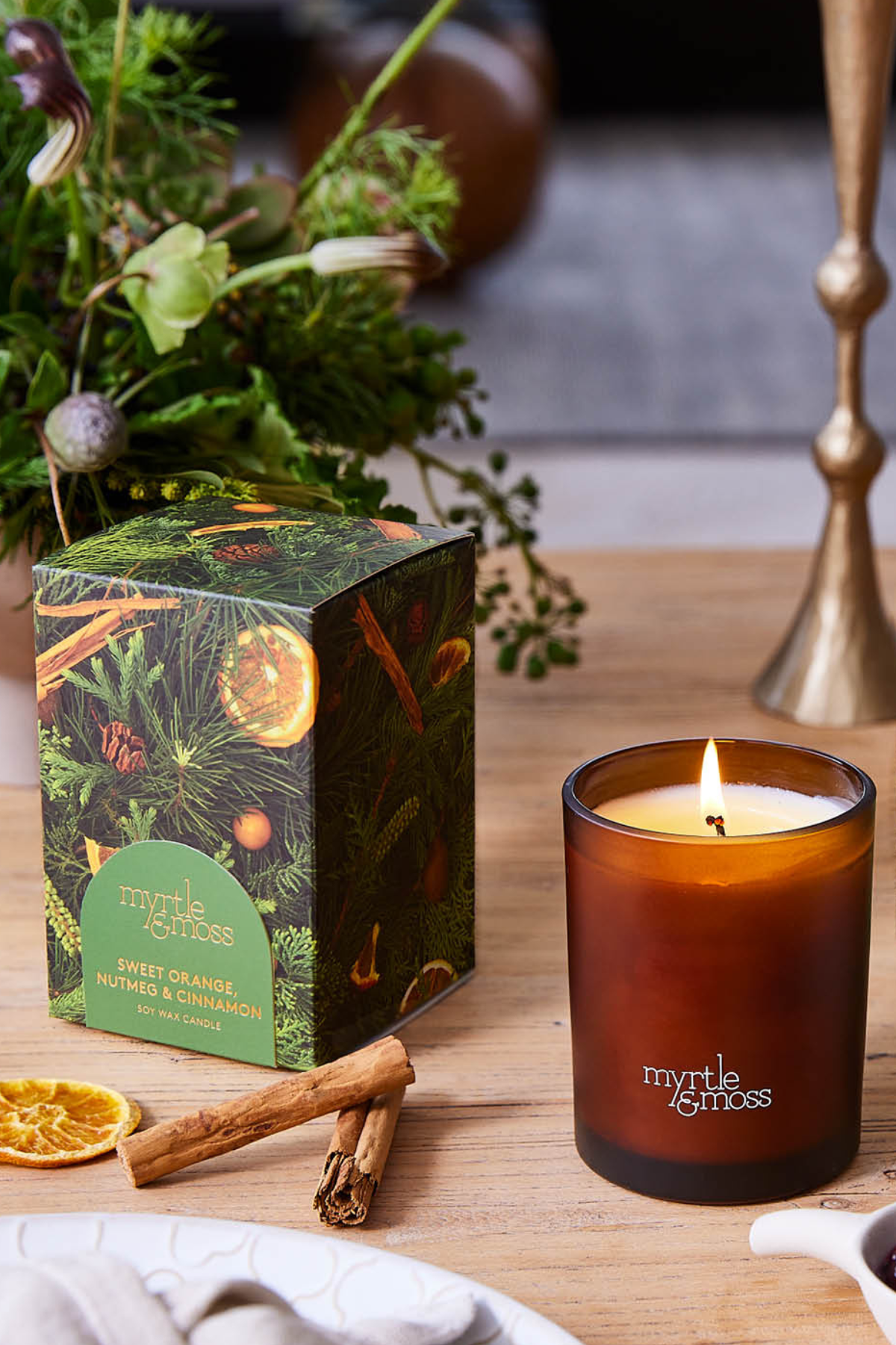 Xmas Candle - Sweet Orange, Nutmeg & Cinnamon (green)