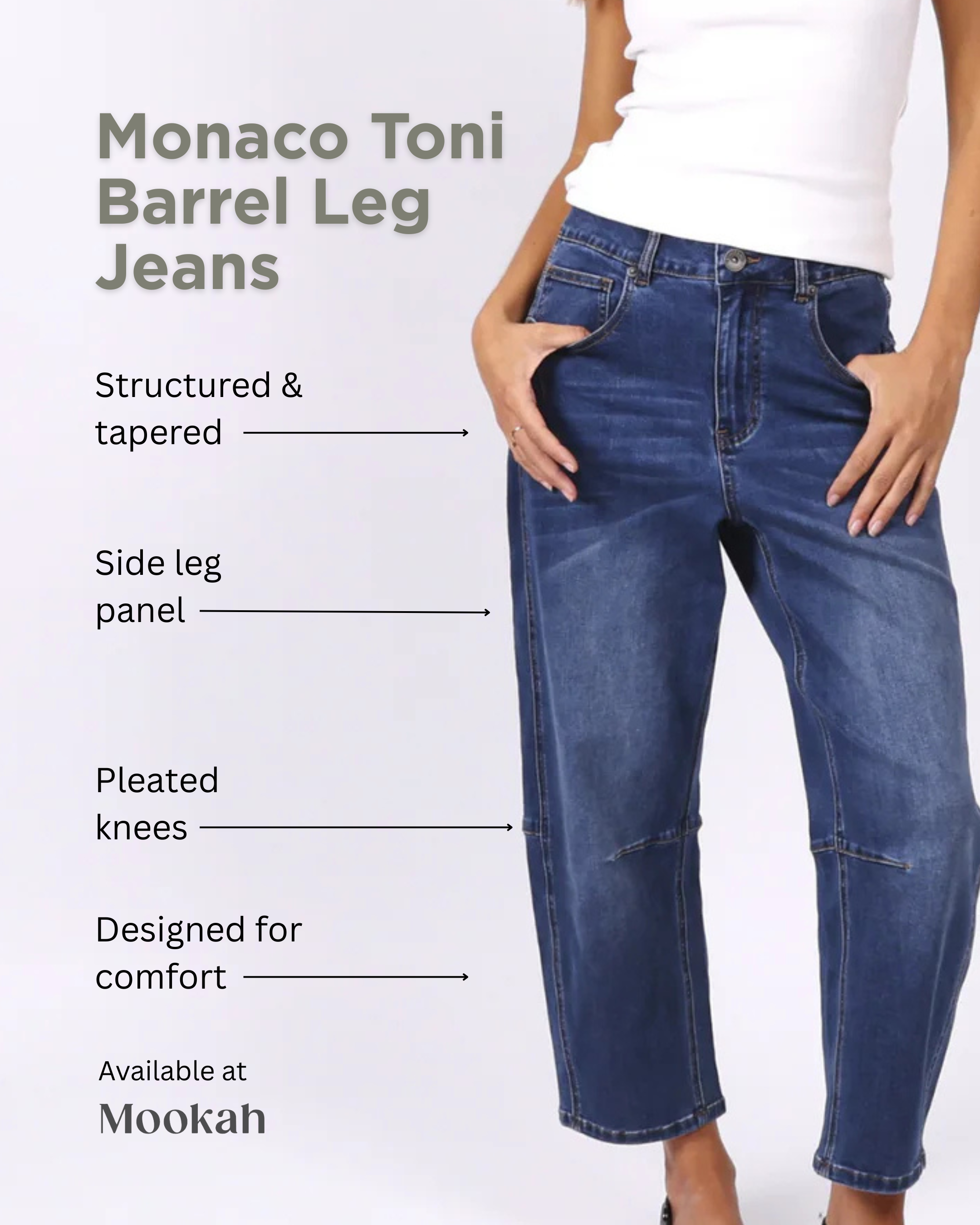 Monaco "Toni" Barrel Leg Jeans -Light Blue