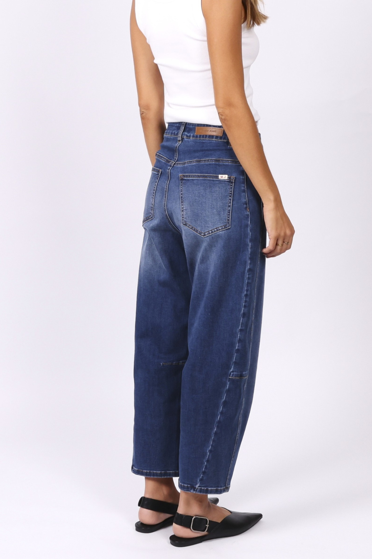 Monaco "Toni" Barrel Leg Jeans - Blue Denim