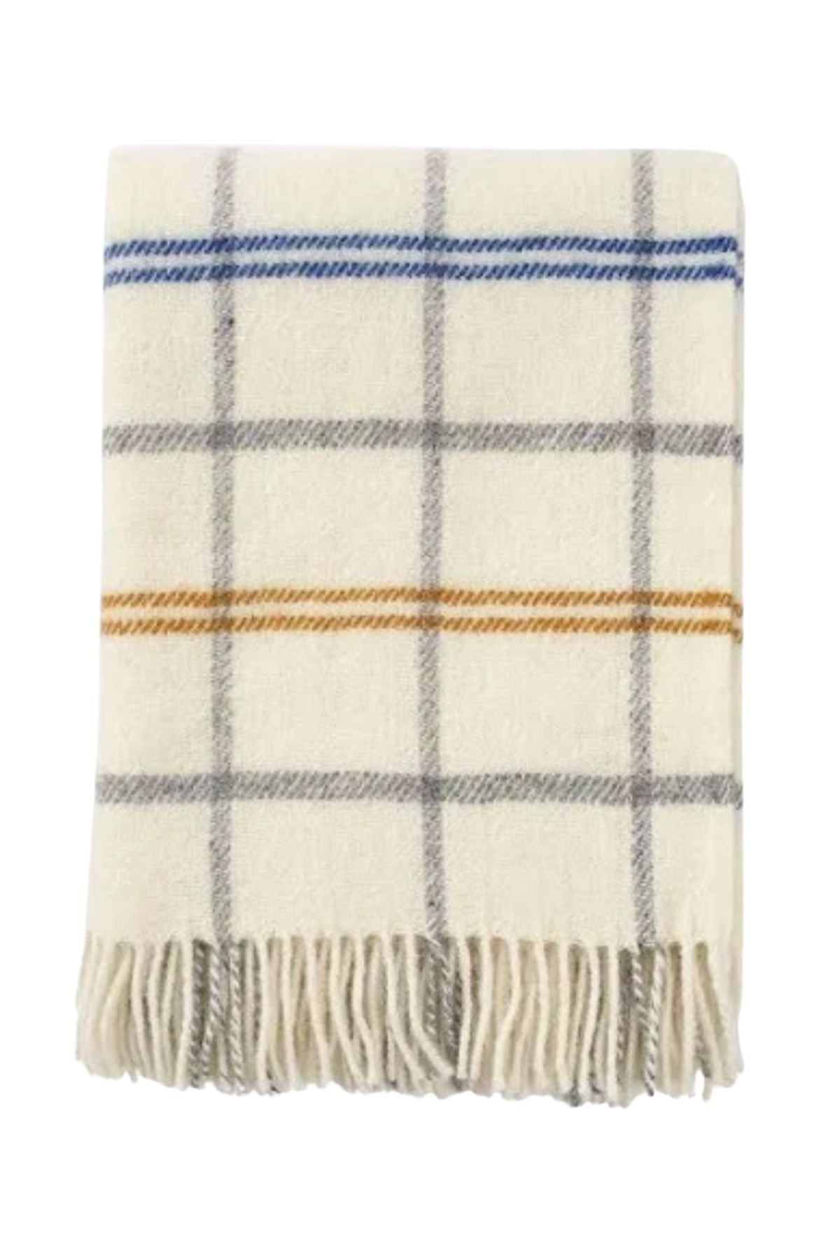 Tartan Wool Blanket - White/Yellow