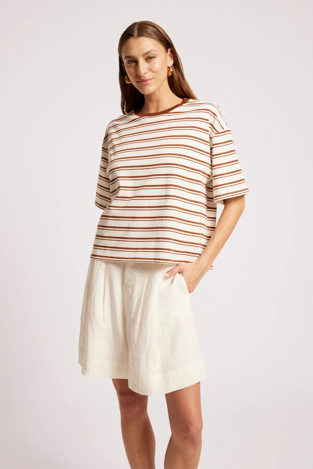 Paloma Striped Tshirt - Dune / White