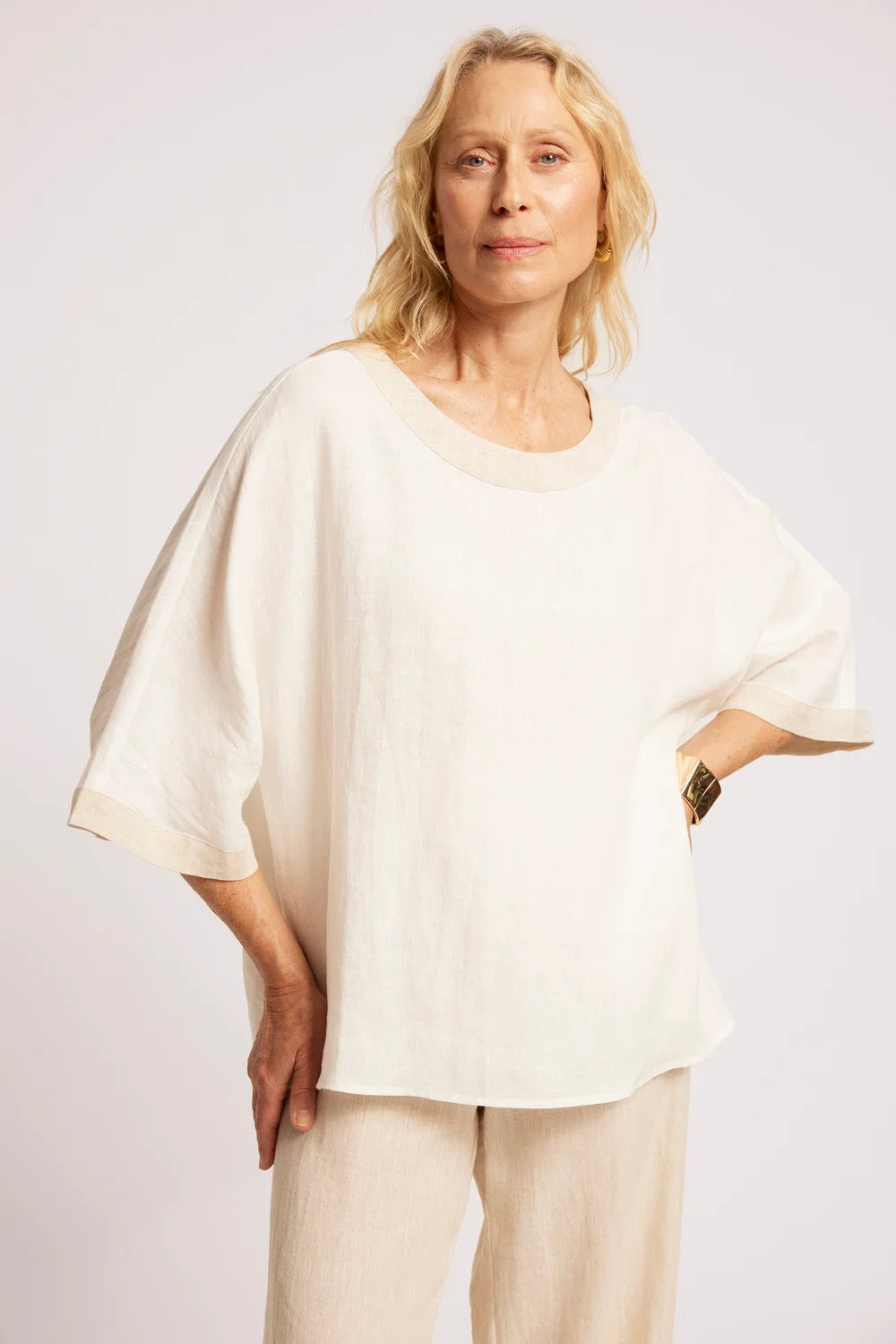 Maris Relaxed Splice Top - White / Tusk