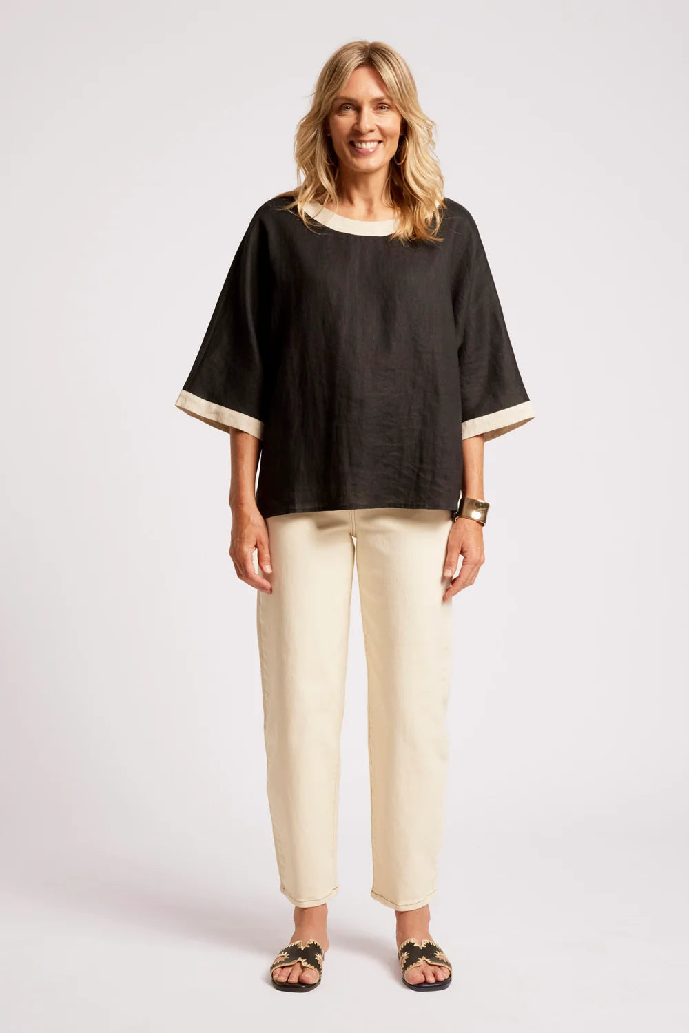 Maris Relaxed Splice Top - Black / Tusk