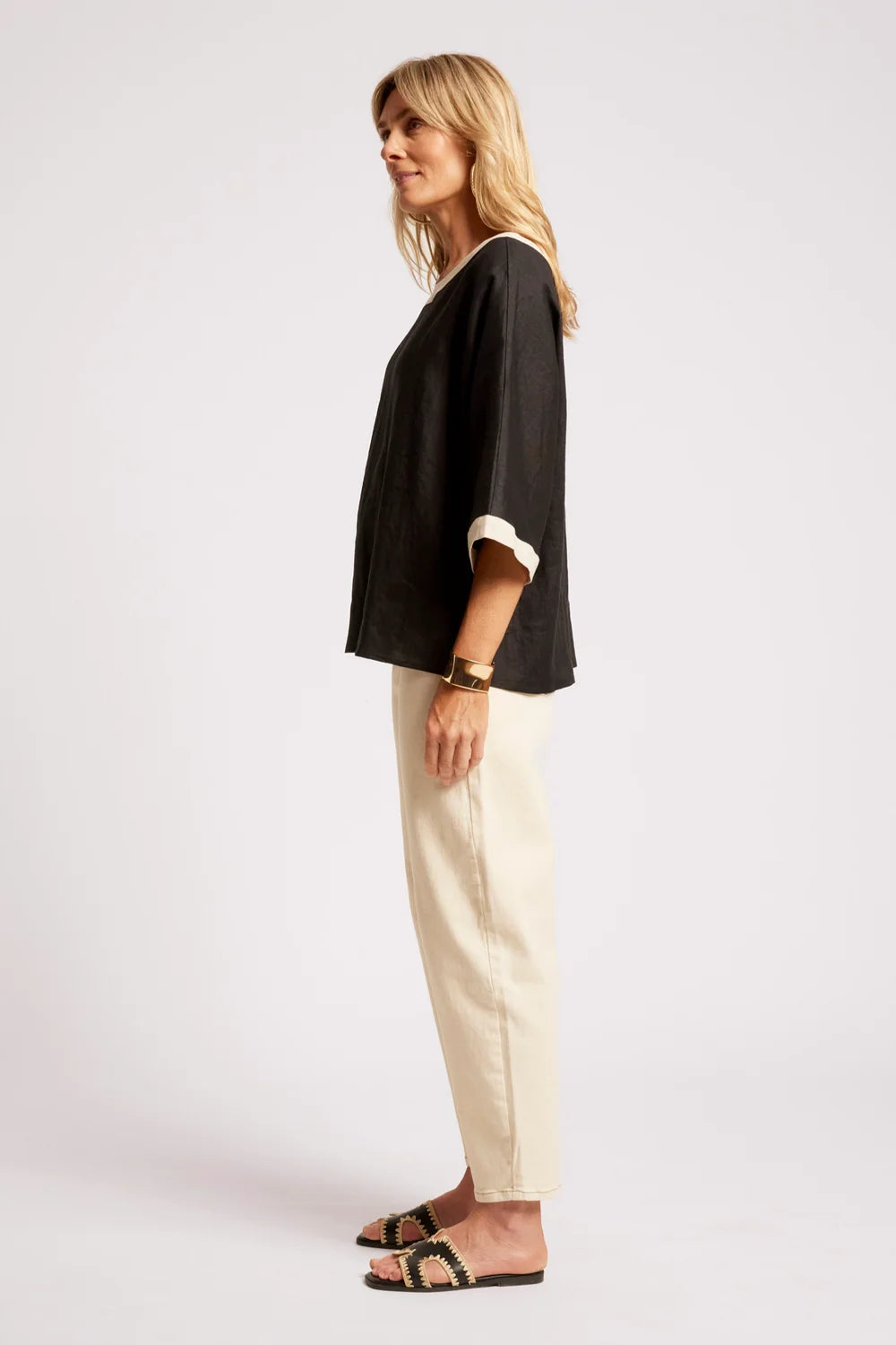 Maris Relaxed Splice Top - Black / Tusk
