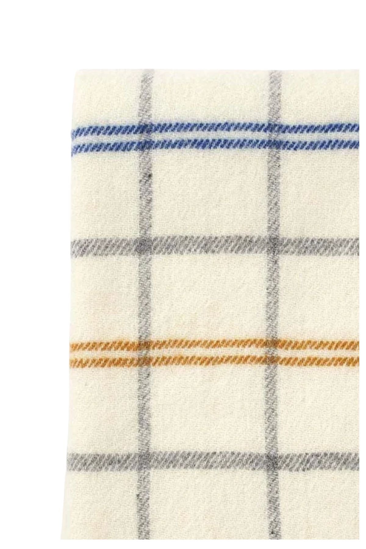 Tartan Wool Blanket - White/Yellow