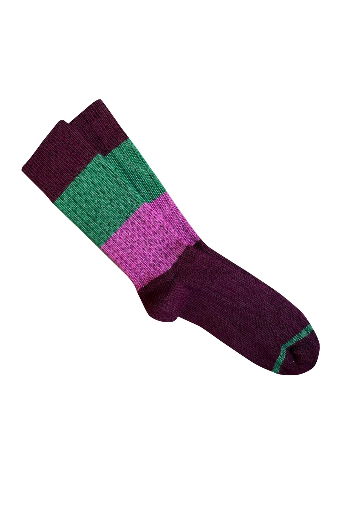 Chunky Rib Wool Socks - Burgundy