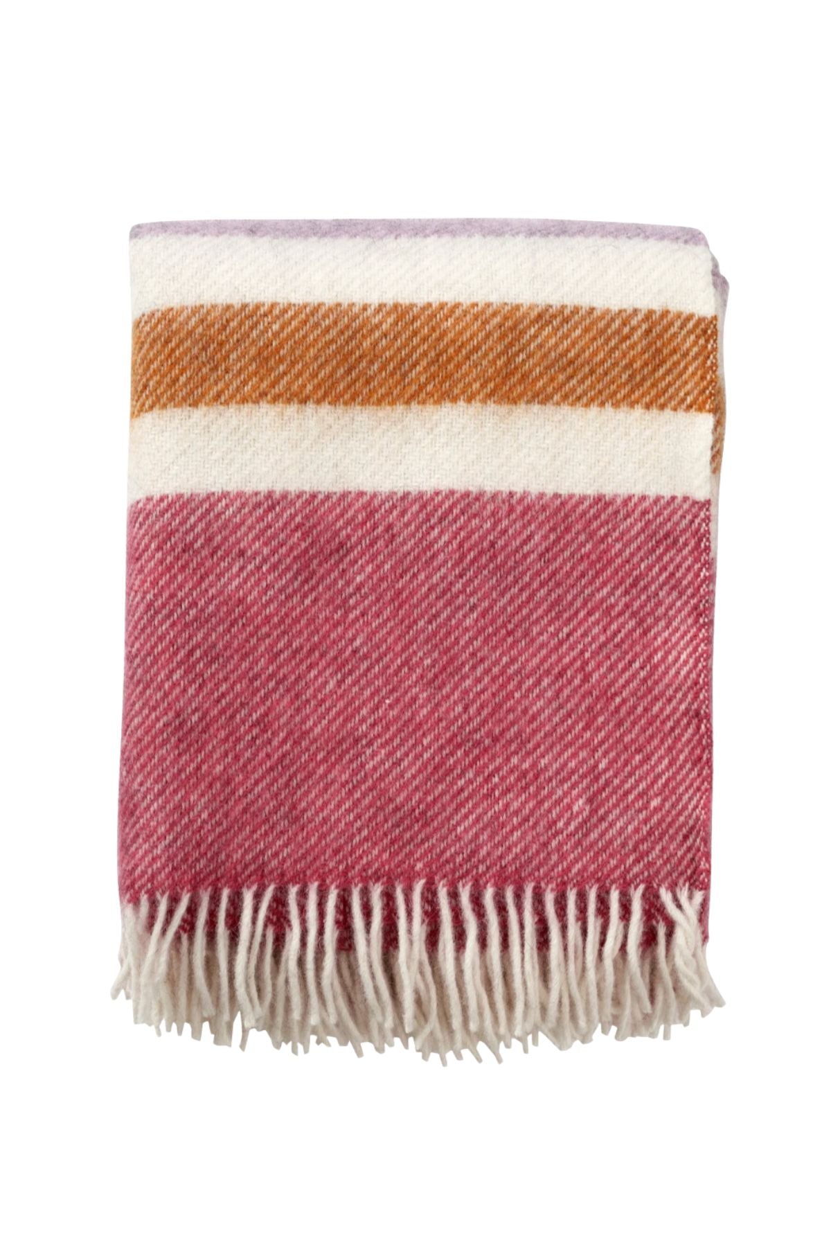 Gotland Stripe Wool Blanket - Cerise