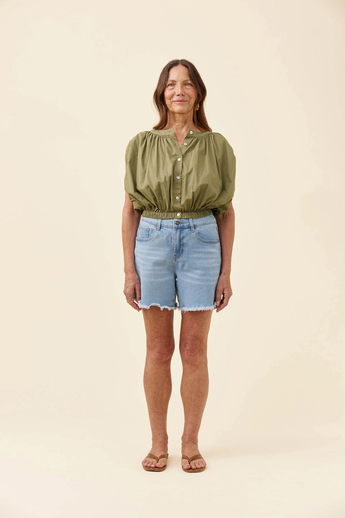 Rosa Reversible Crop Top - Sage