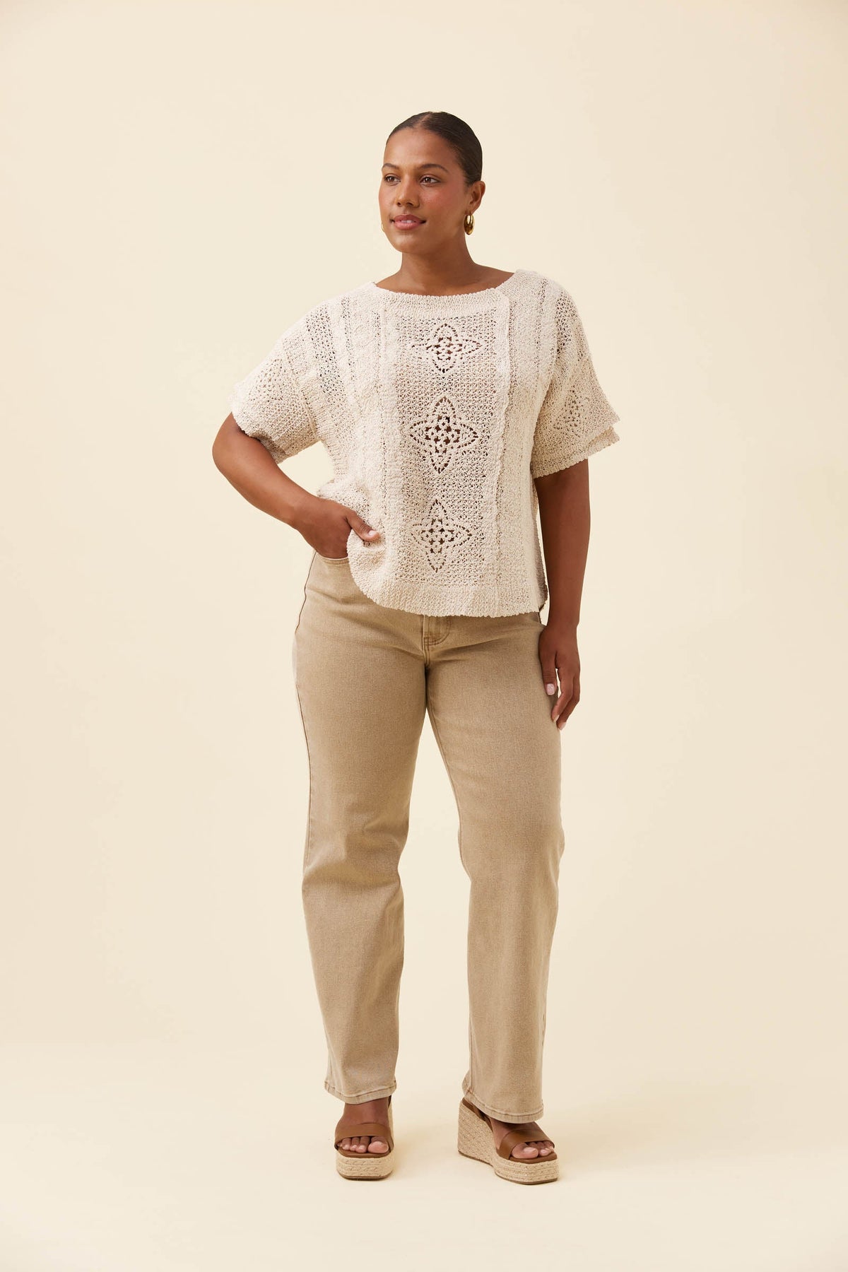 Maggie Crochet Top - Canvas
