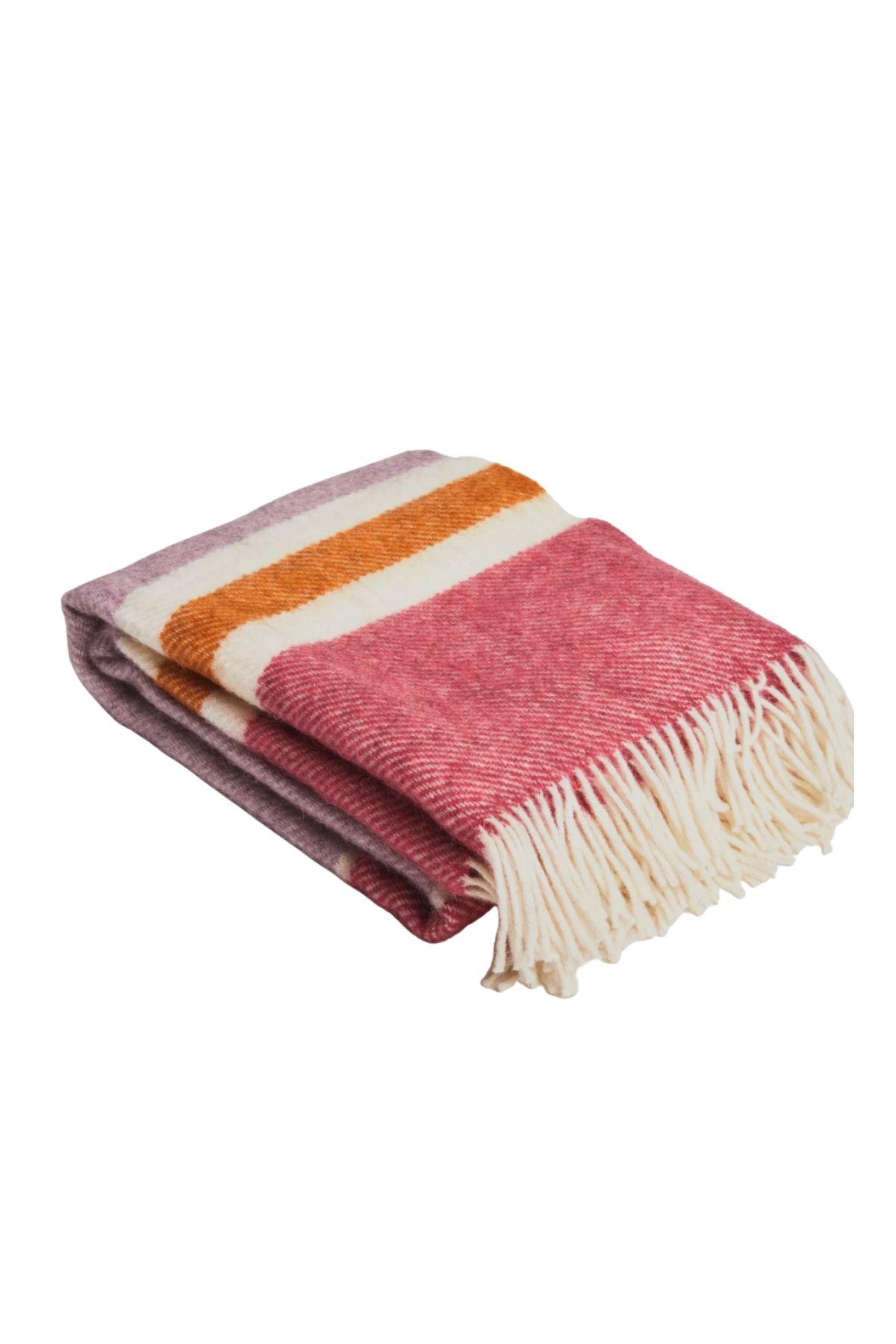 Gotland Stripe Wool Blanket - Cerise