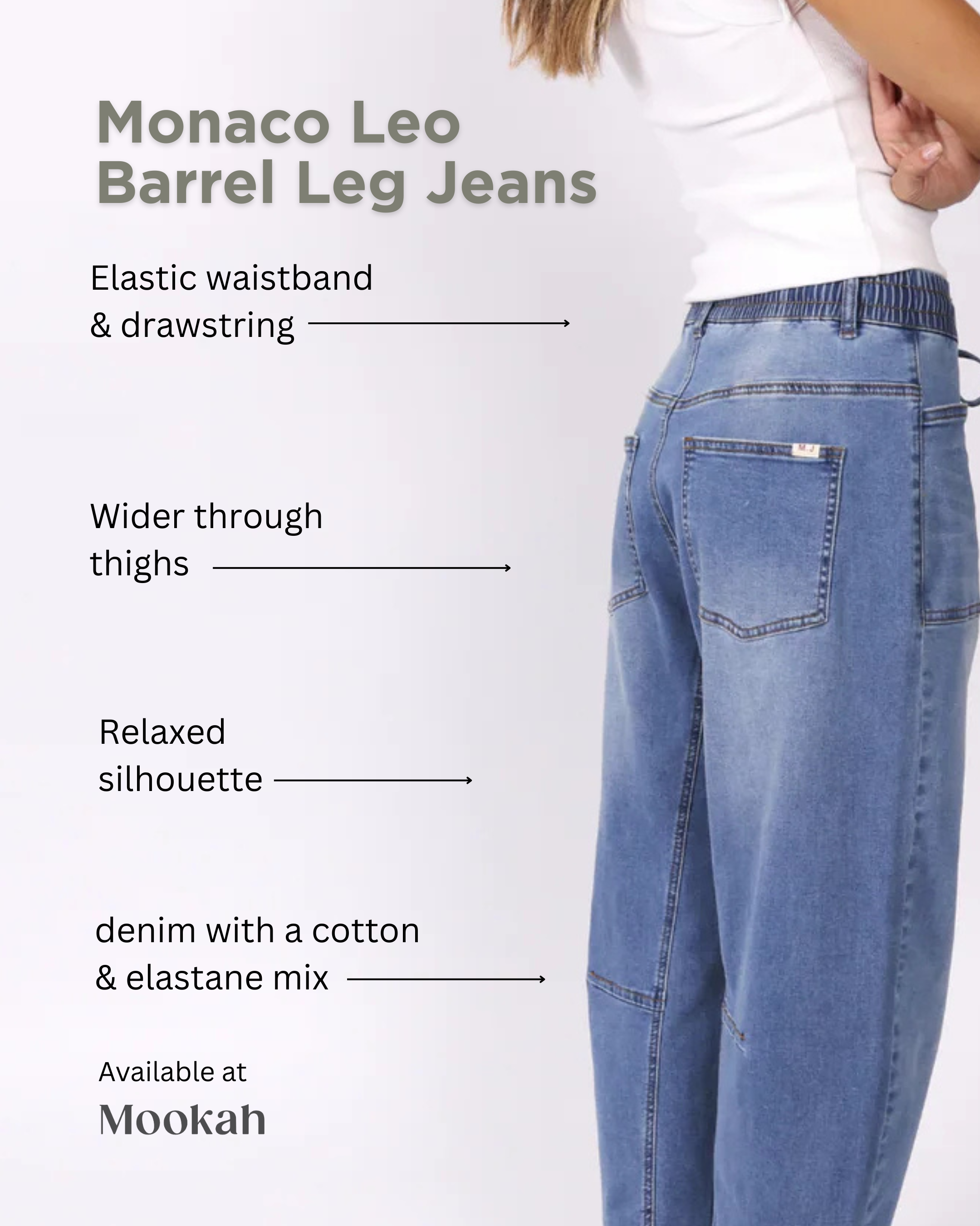 Monaco "Leo" Barrel Leg Jeans - Khaki Denim