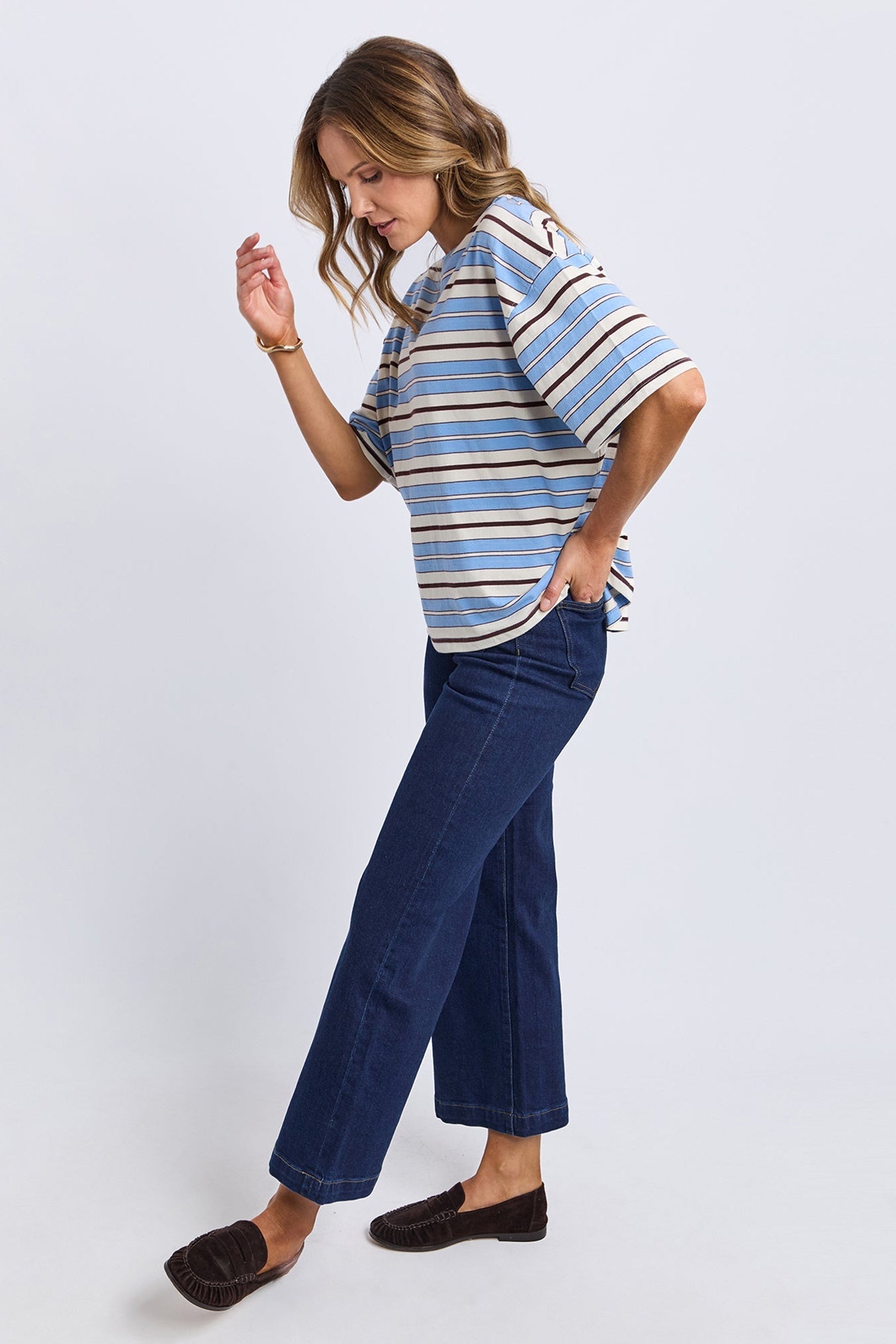 Nika Stripe Short Sleeve - Blue