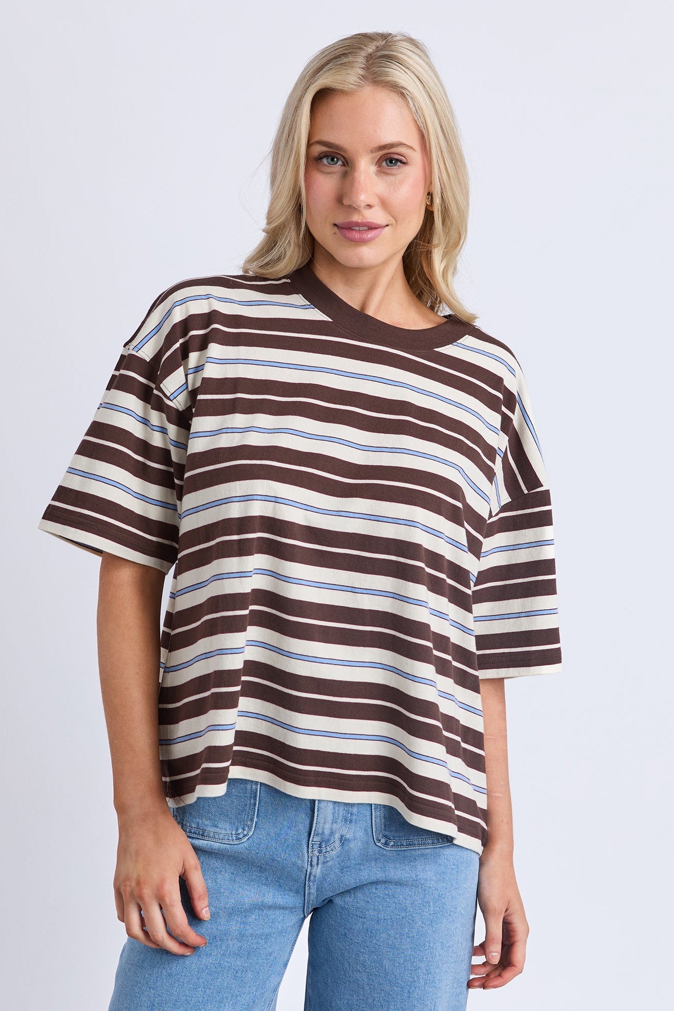 Nika Stripe Short Sleeve - Coffee