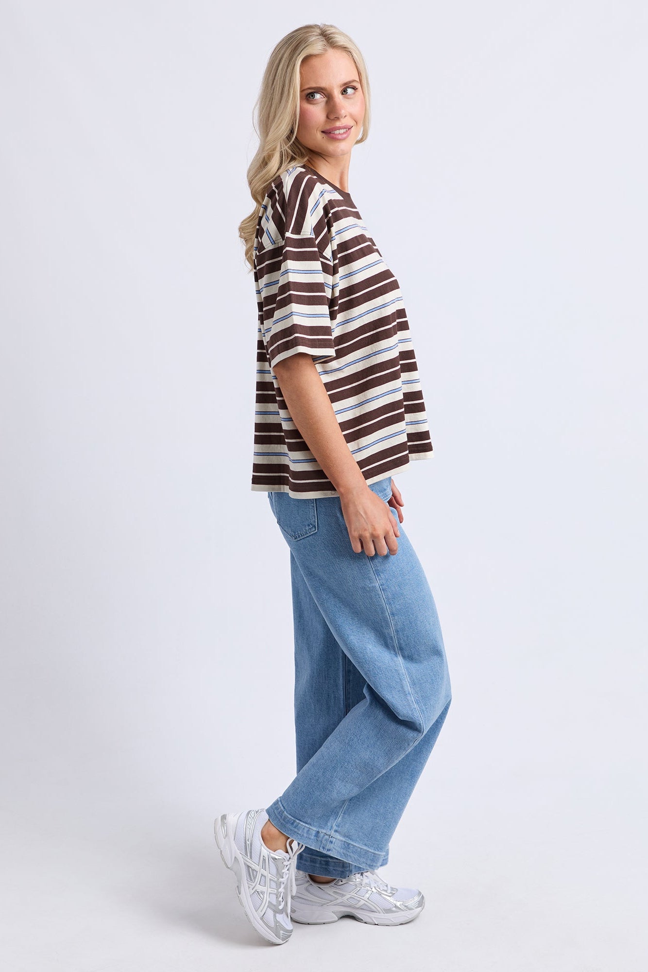 Nika Stripe Short Sleeve - Coffee