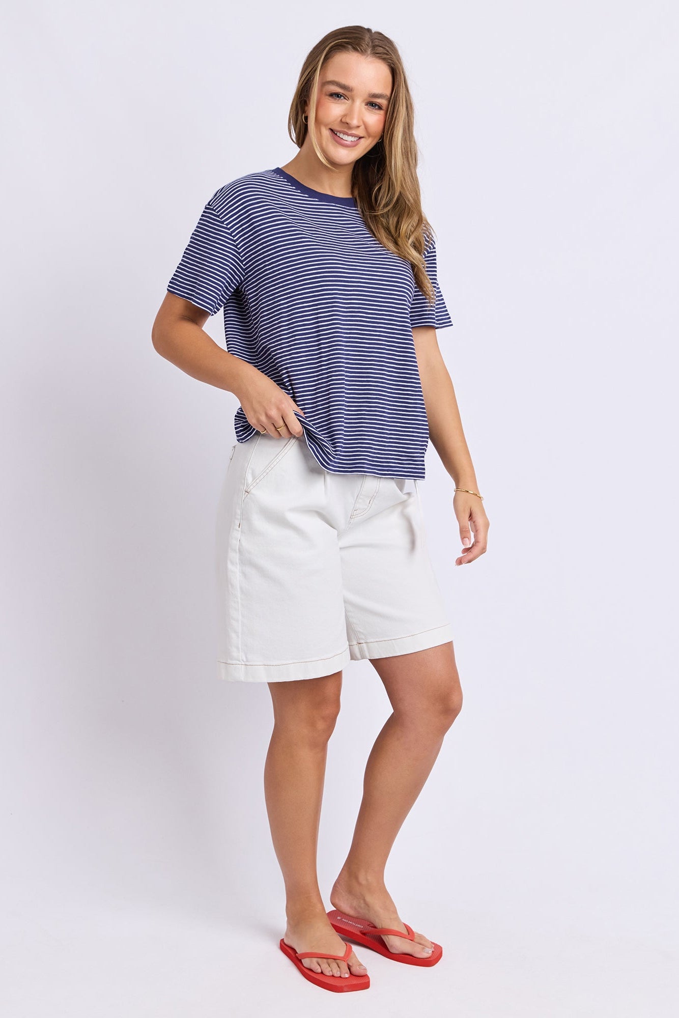 Foxwood Hutch Stripe Tee - Navy/Wht Stripe