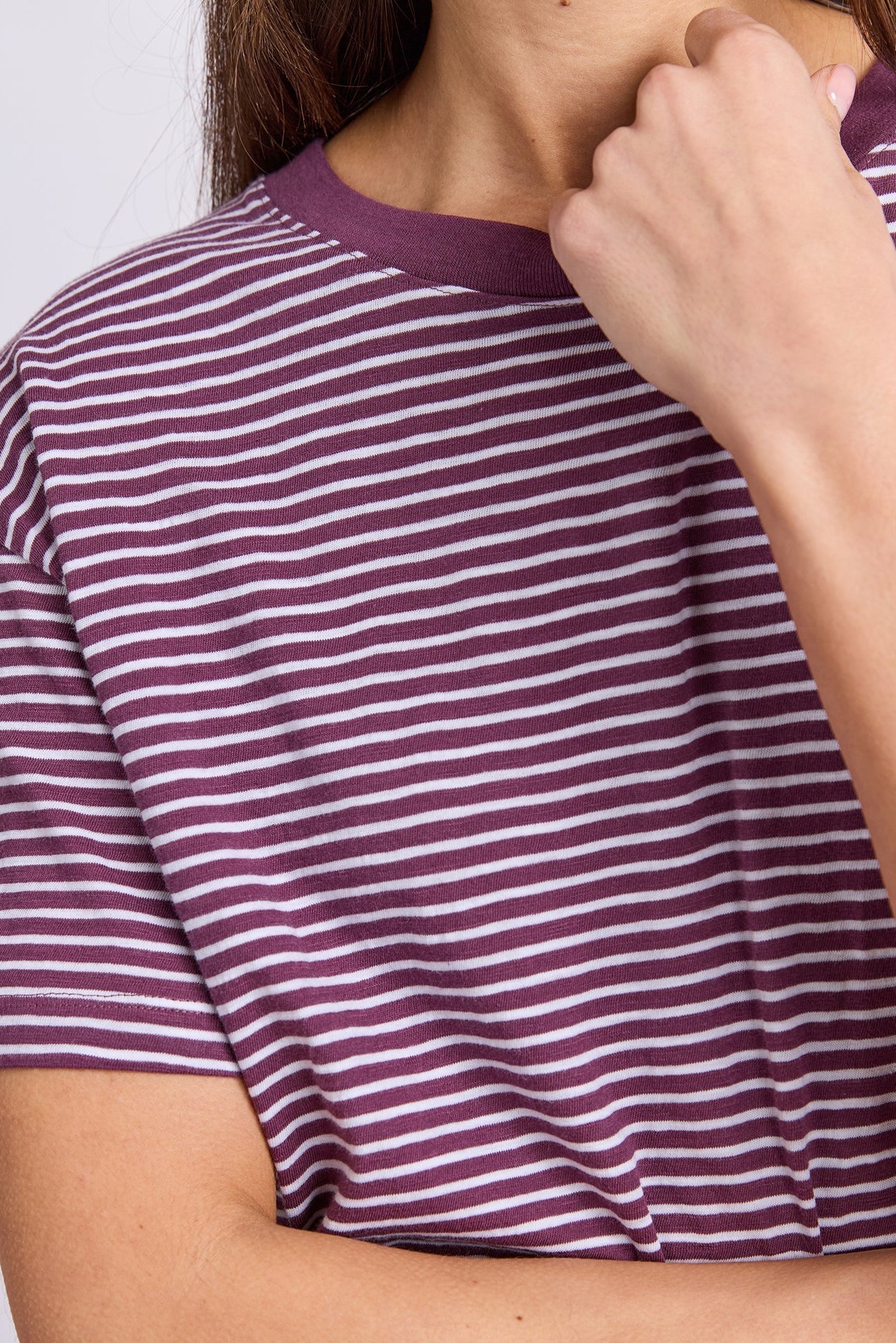 Foxwood Hutch Stripe Tee - Plum/Wht Stripe