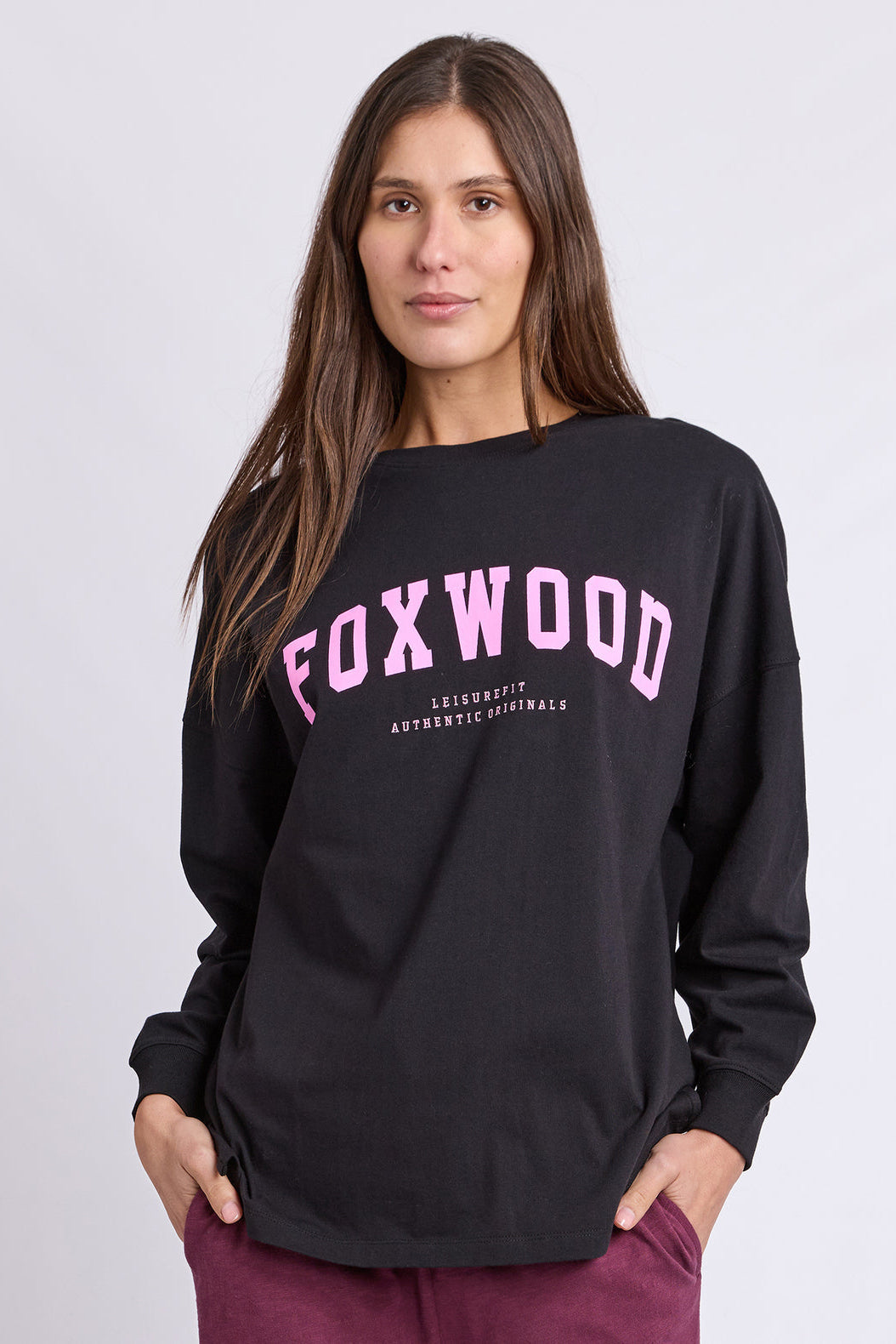Foxwood Interval L/S Tee - Black/Neon Pink