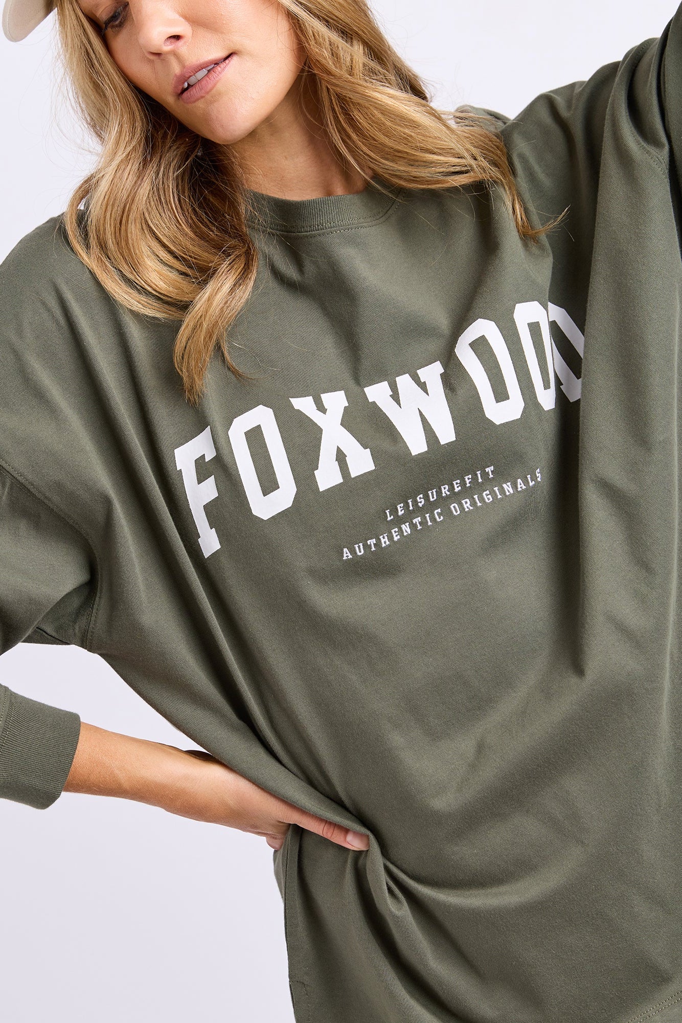 Foxwood Interval L/S Tee - Khaki/White