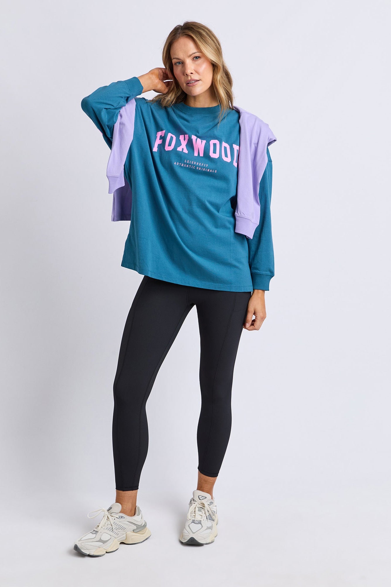 Foxwood Interval L/S Tee - Ocean/Pink