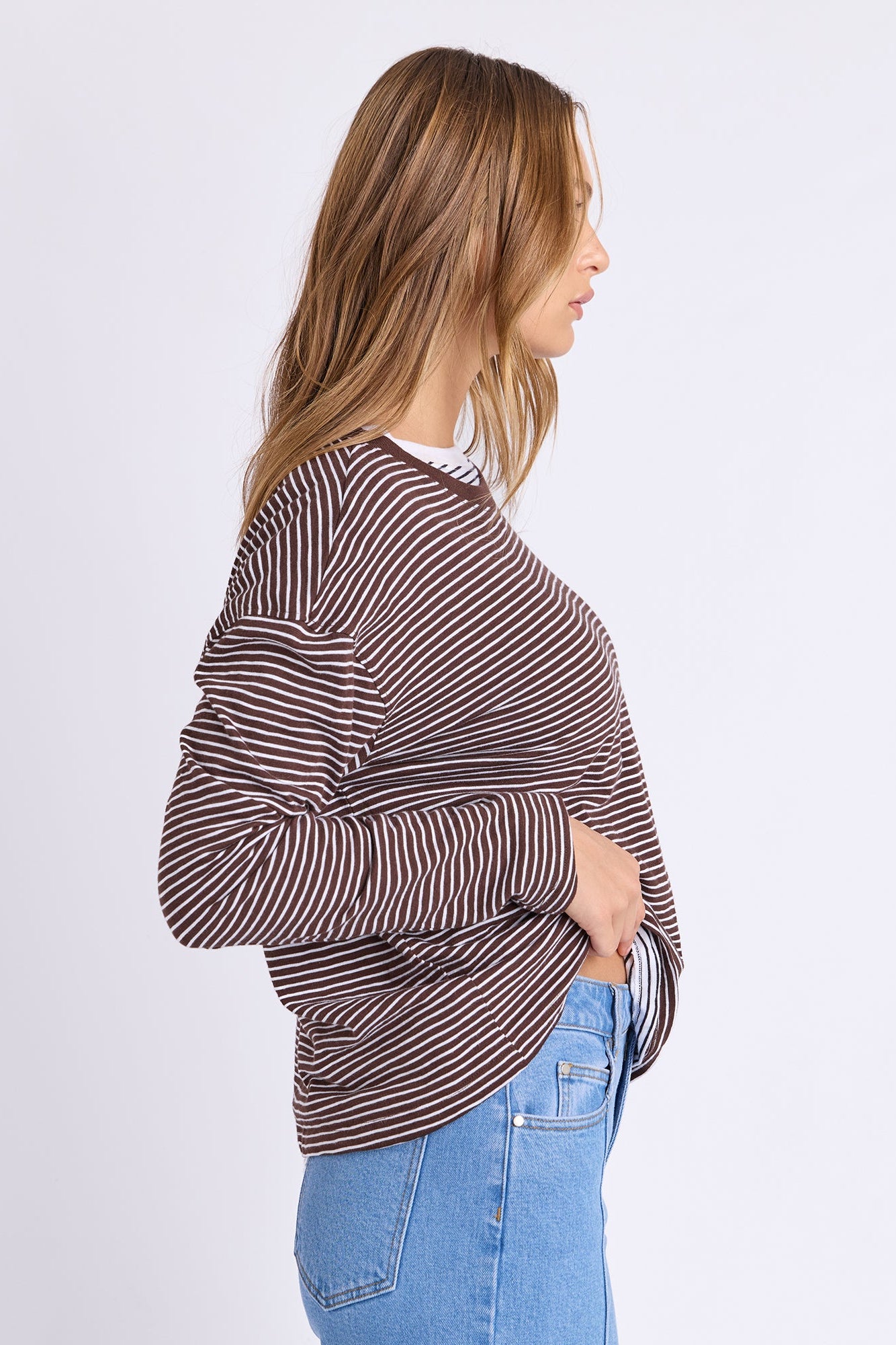 Foxwood Hutch Ls Tee - Coff/White Stripe