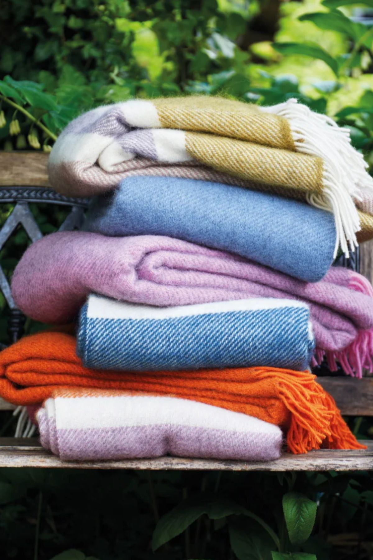 Gotland Stripe Wool Blanket - Cerise