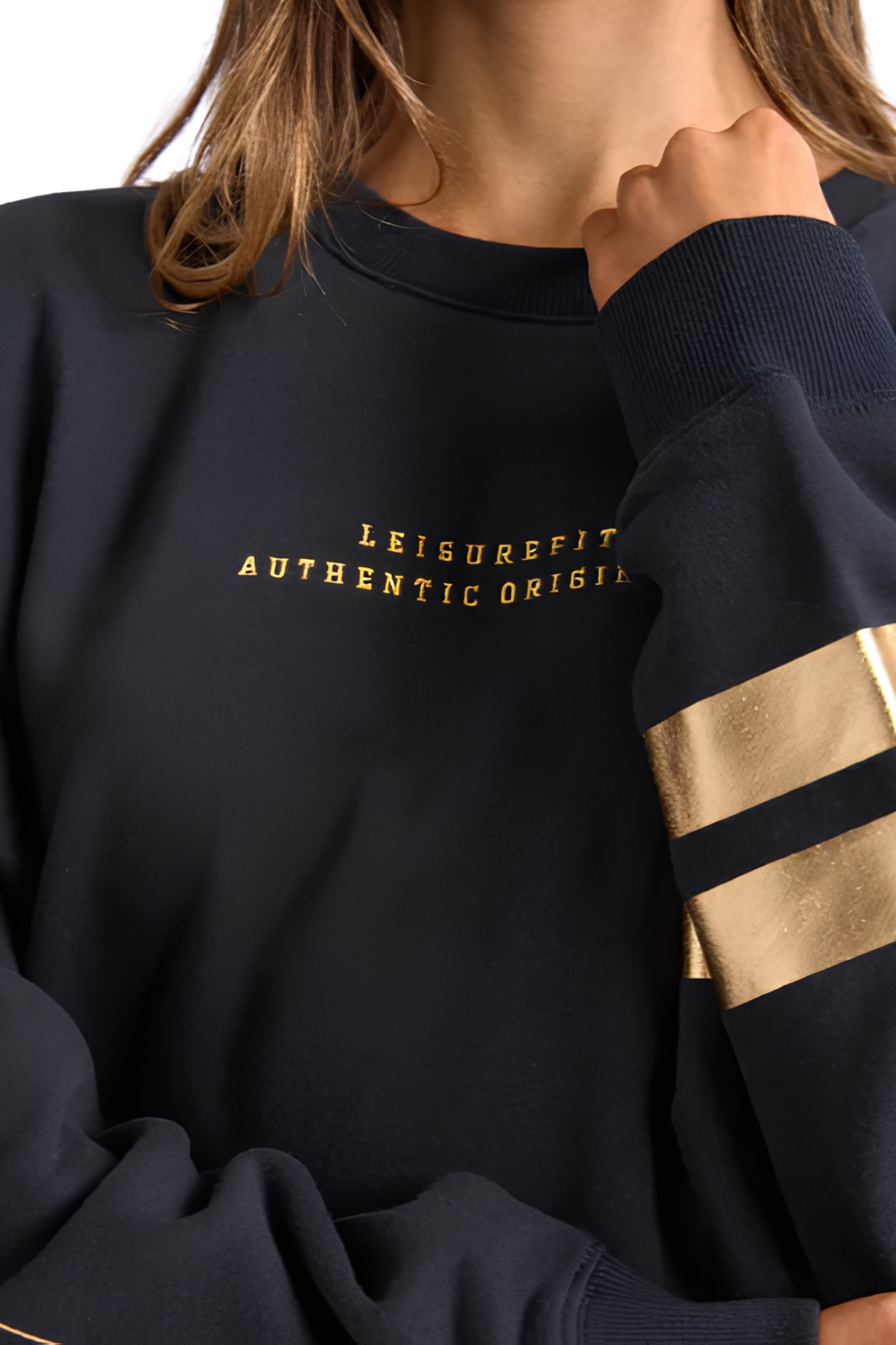 Foxwood Metallic Origin Crew - Black with Gold