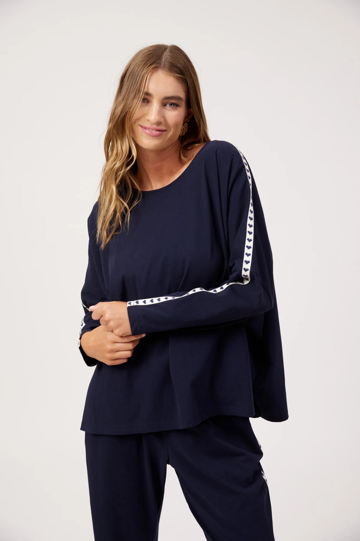 Elba Heart L/S Tshirt - Navy
