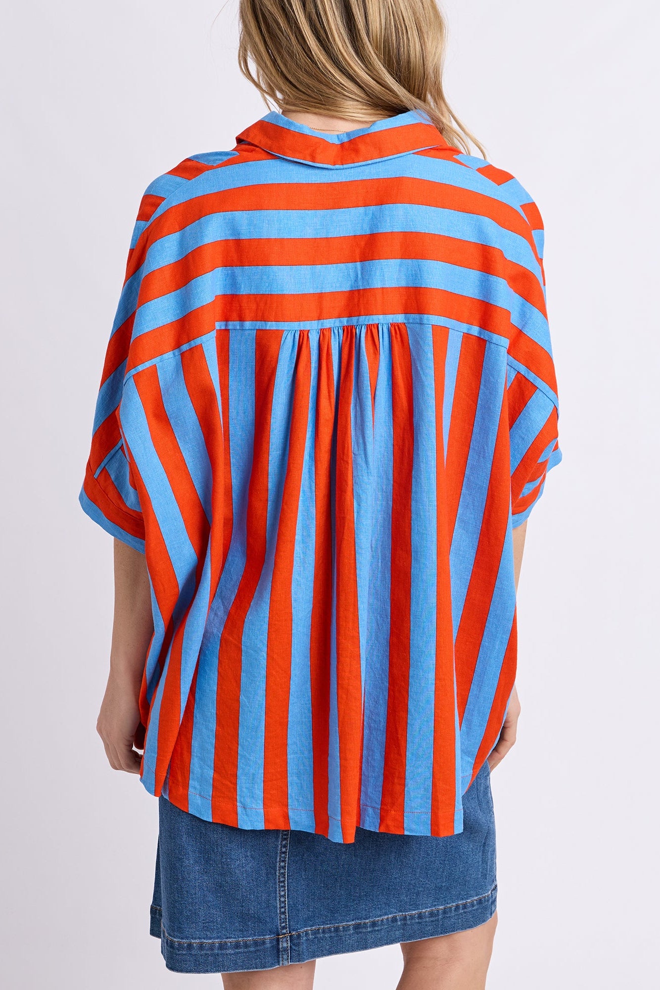 Elm Palermo Stripe Shirt - Tangello/Blue