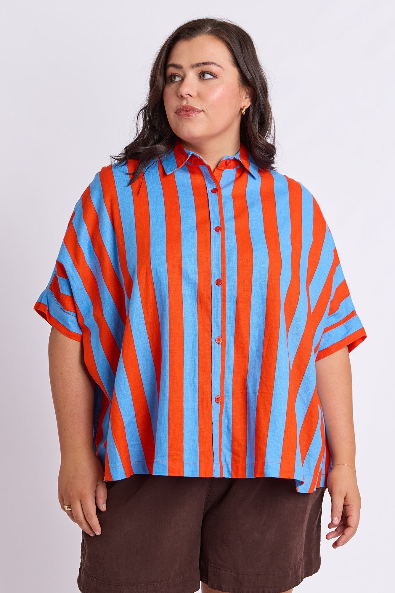 Elm Palermo Stripe Shirt - Tangello/Blue