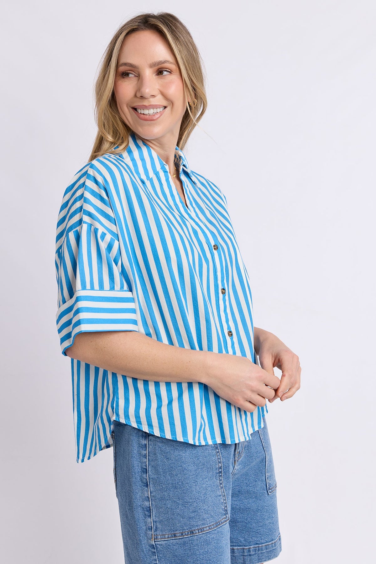 Elm Striped Holiday Shirt - Blue/White Stripe