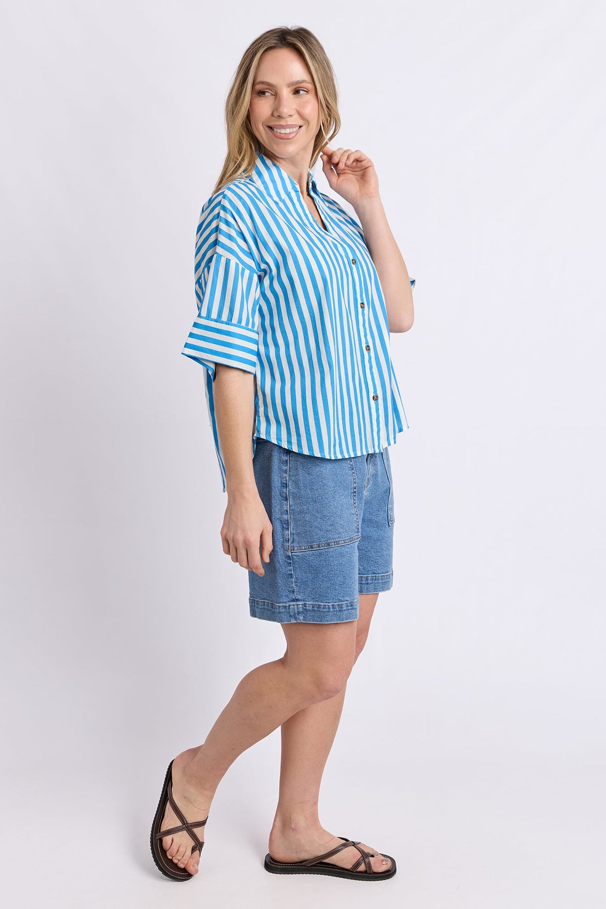 Elm Striped Holiday Shirt - Blue/White Stripe
