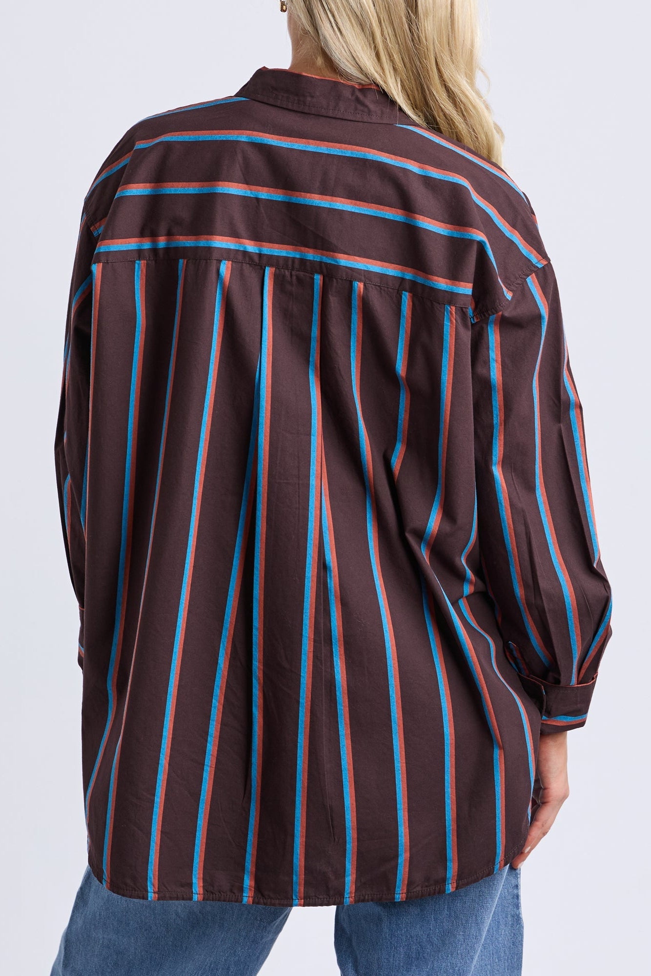 Elm Saltair Shirt - Choc/Blue Stripe