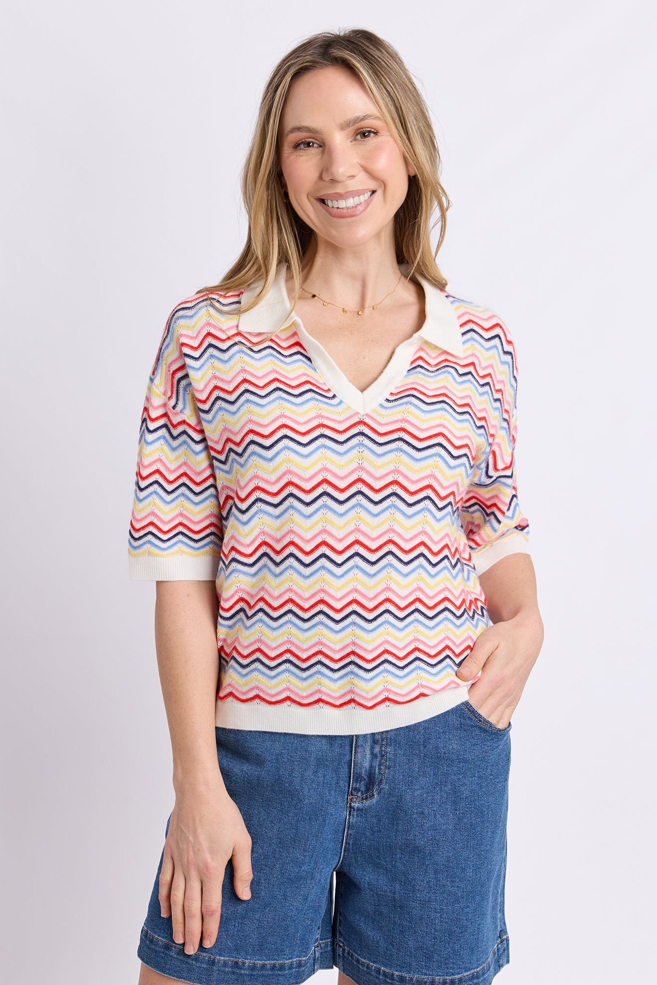 Elm Market Morning Knit Polo - Stripe