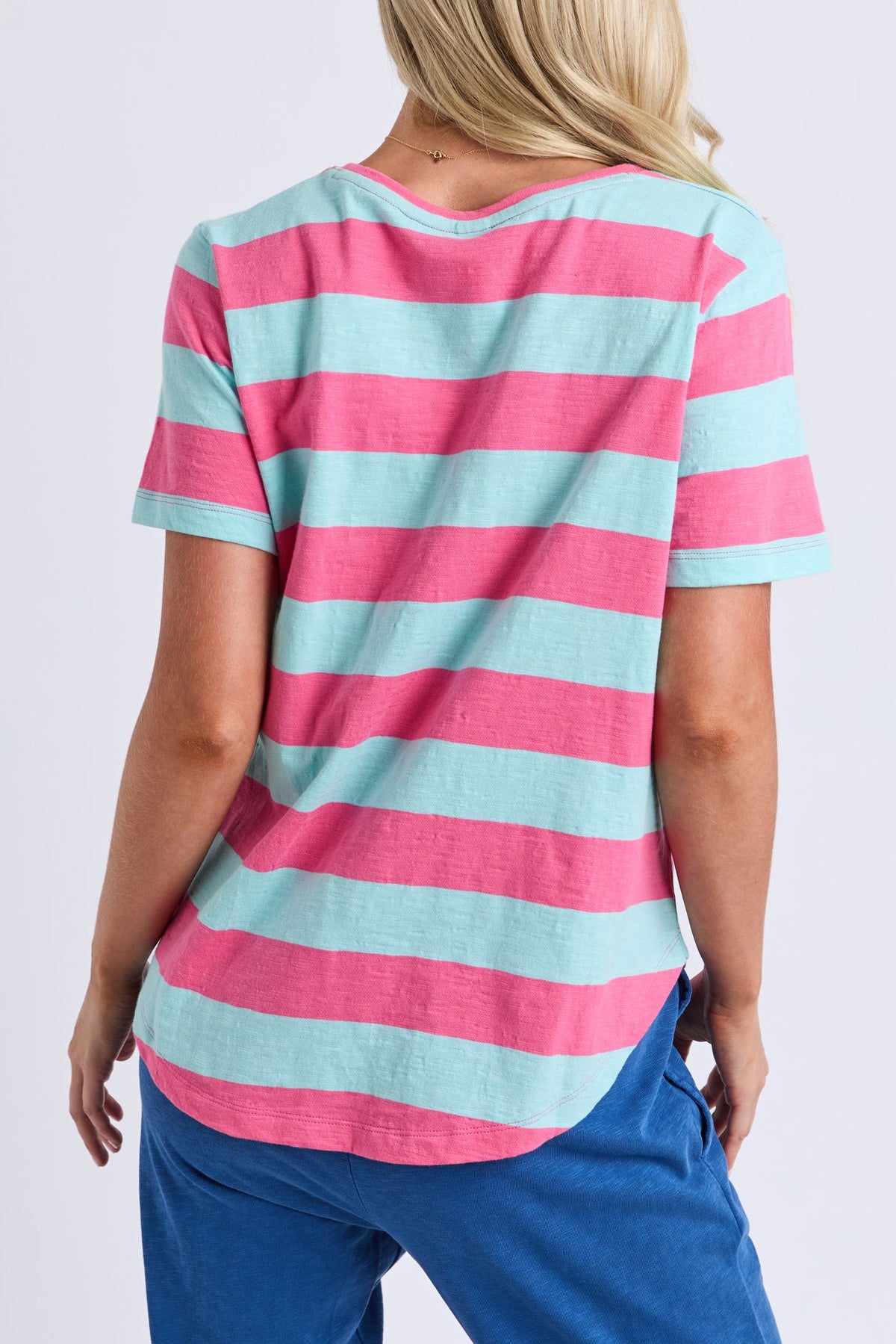 Elm Spritz Stripe S/S Tee - Tblue/Pink Stripe