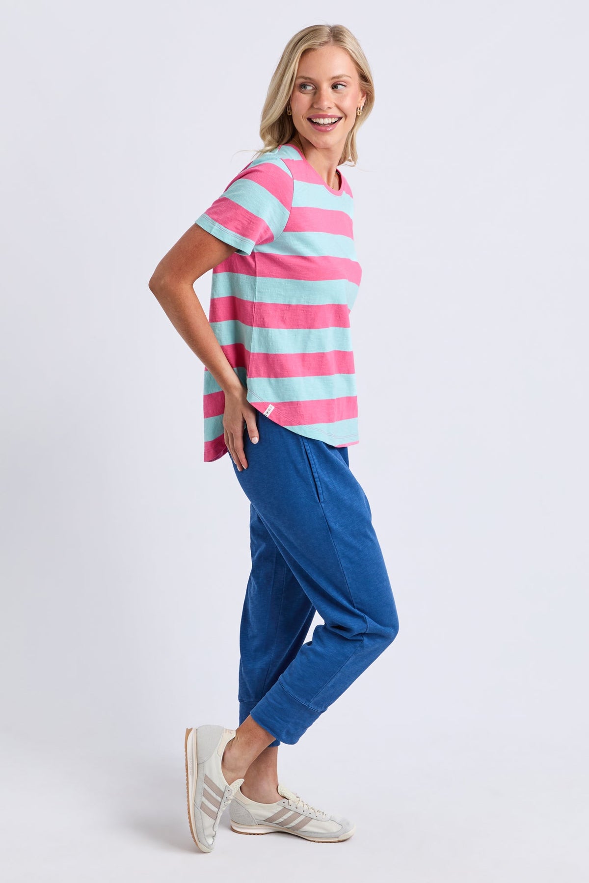 Elm Spritz Stripe S/S Tee - Tblue/Pink Stripe