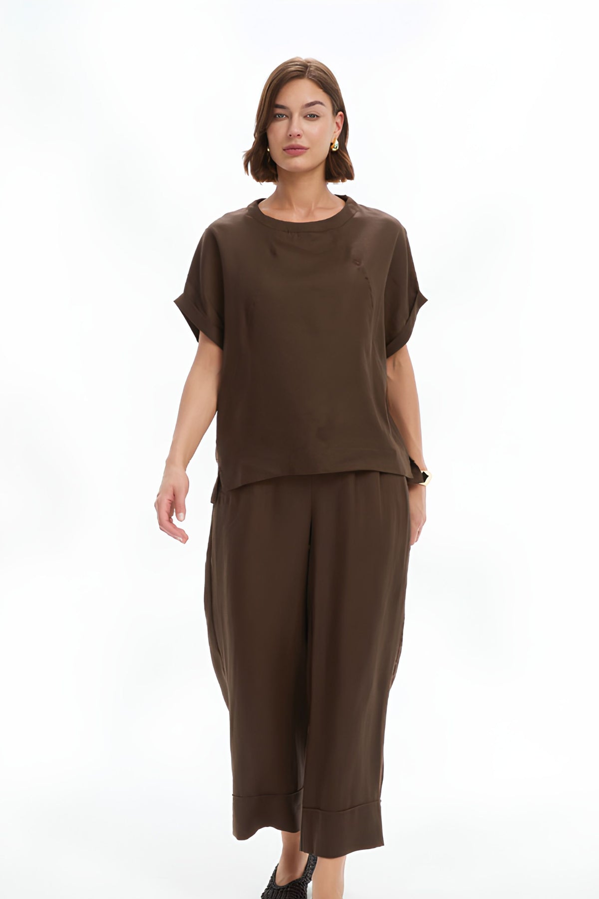 Angled Seam Top - Chocolate