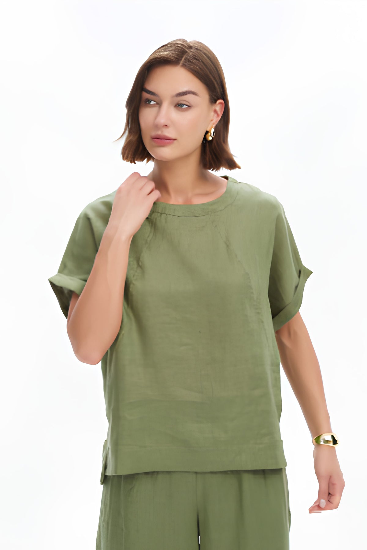 Angled Seam Top - Olive