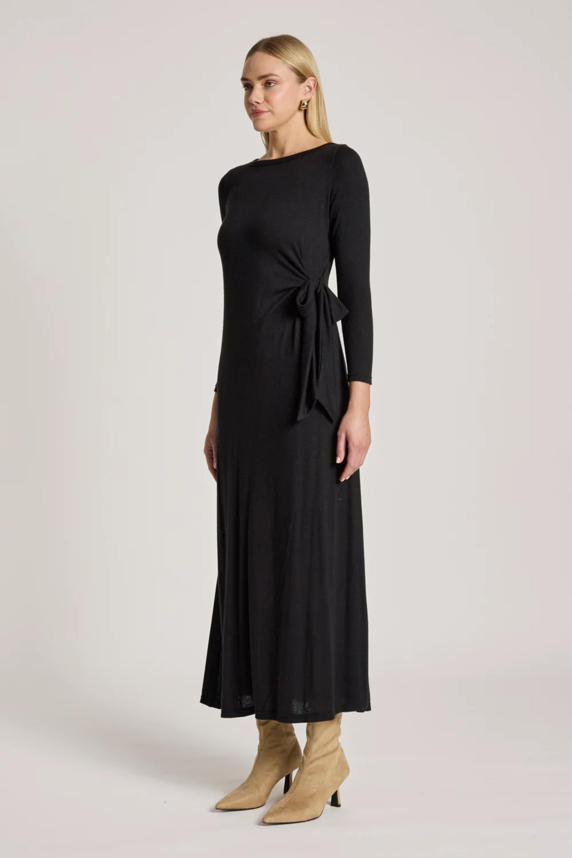 Aria Tie Maxi Dress - Black