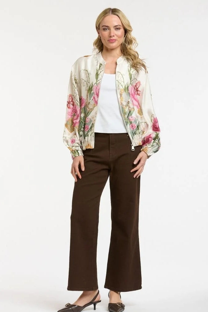 Beige Bomber - Floral