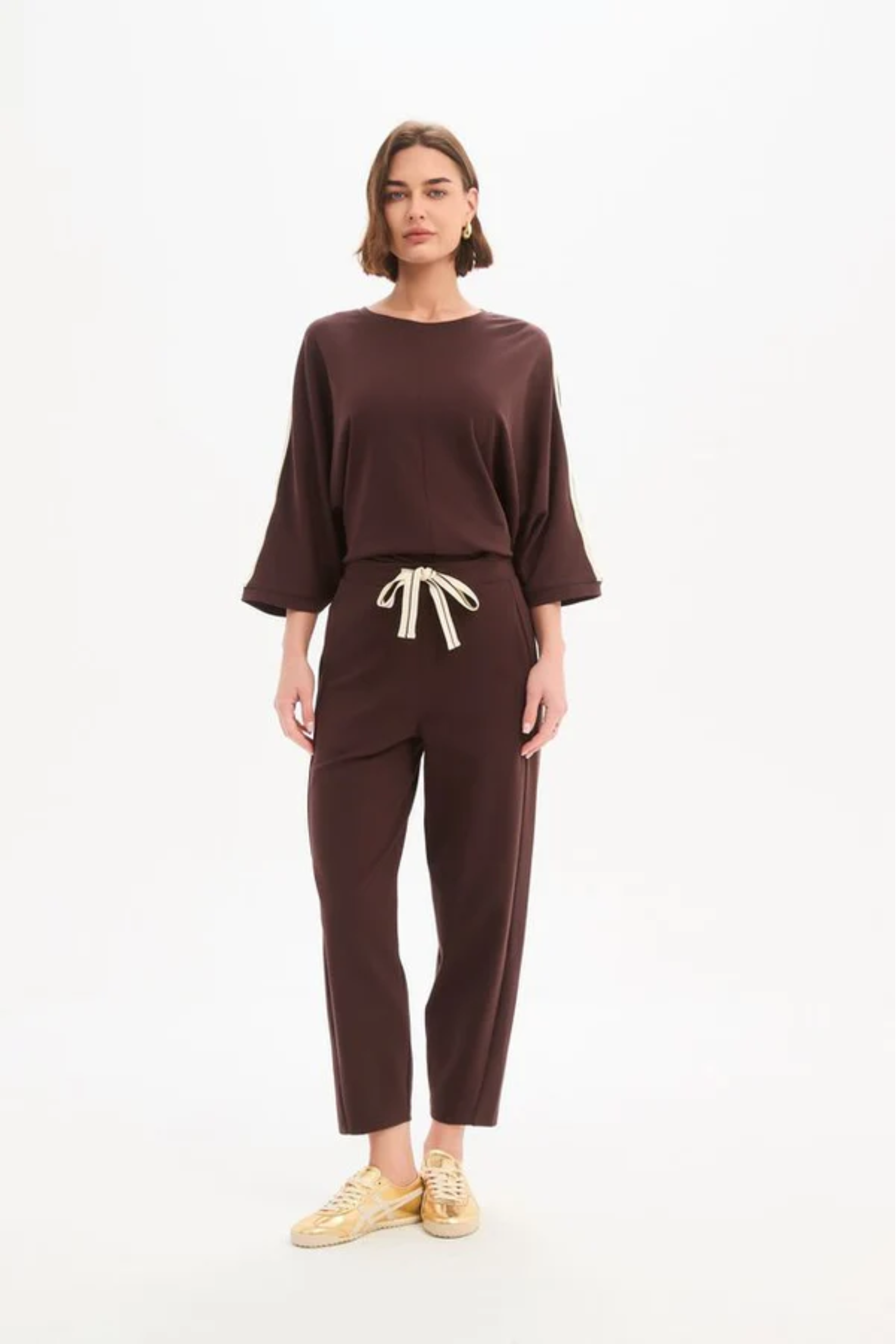 Barrel Leg Lounge Pant - Chocolate/Cream Stripe