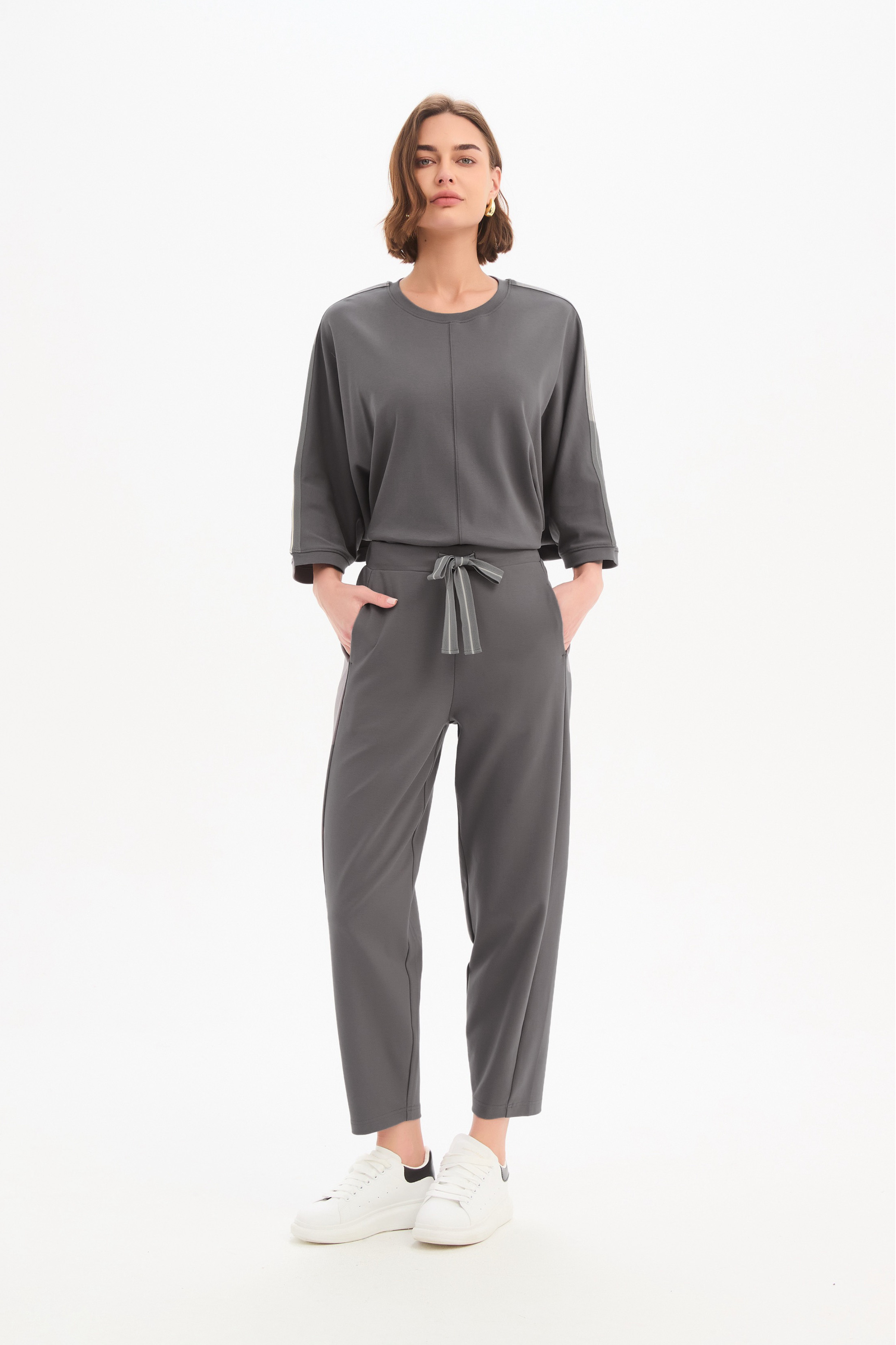 Barrel Leg Lounge Pant - Graphite/Grey Stripe
