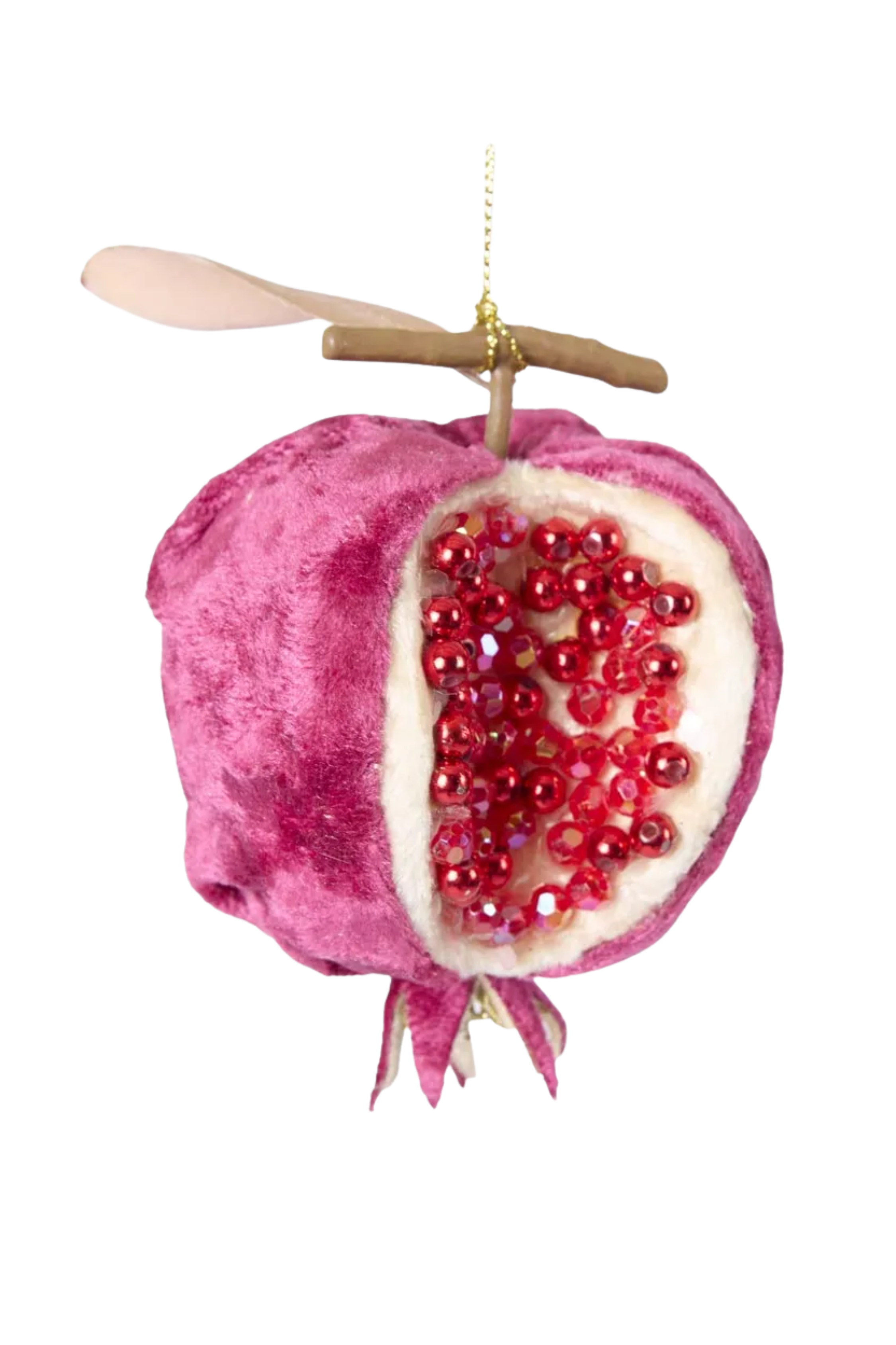 Beaded Pomegranate Decoration - Plum