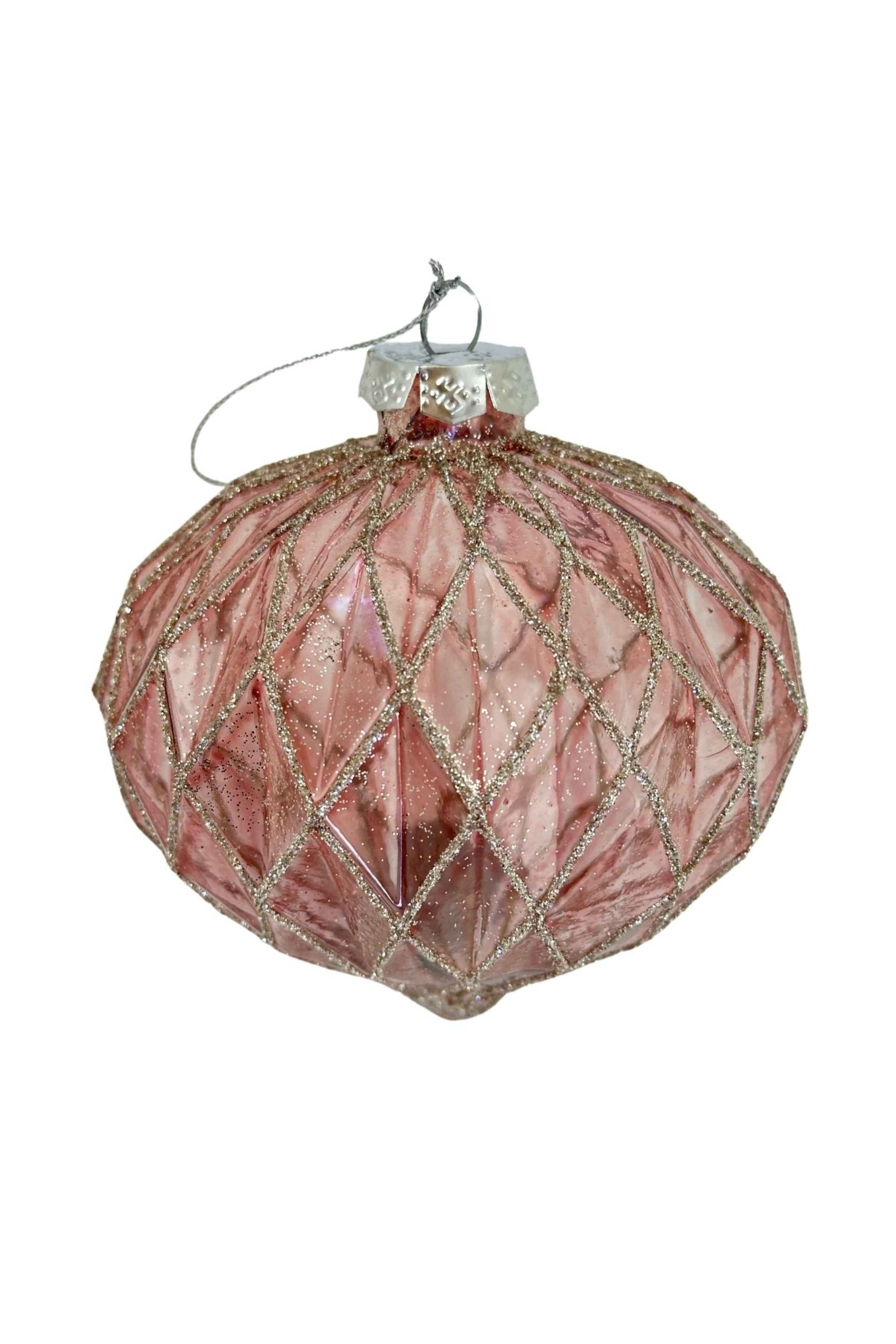 Blush Diamond Ball Glass Ornament