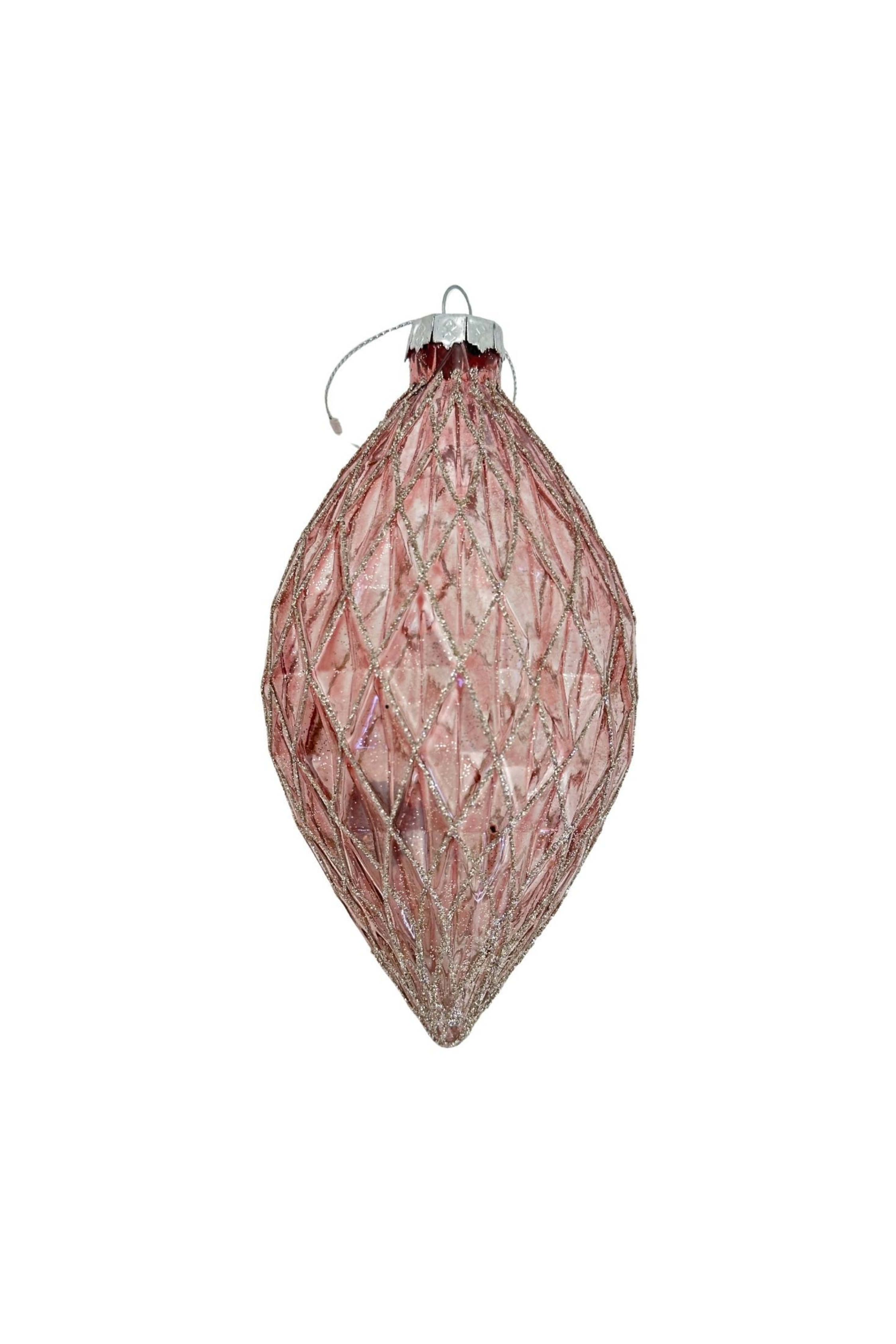 Blush Diamond Drop Glass Ornament