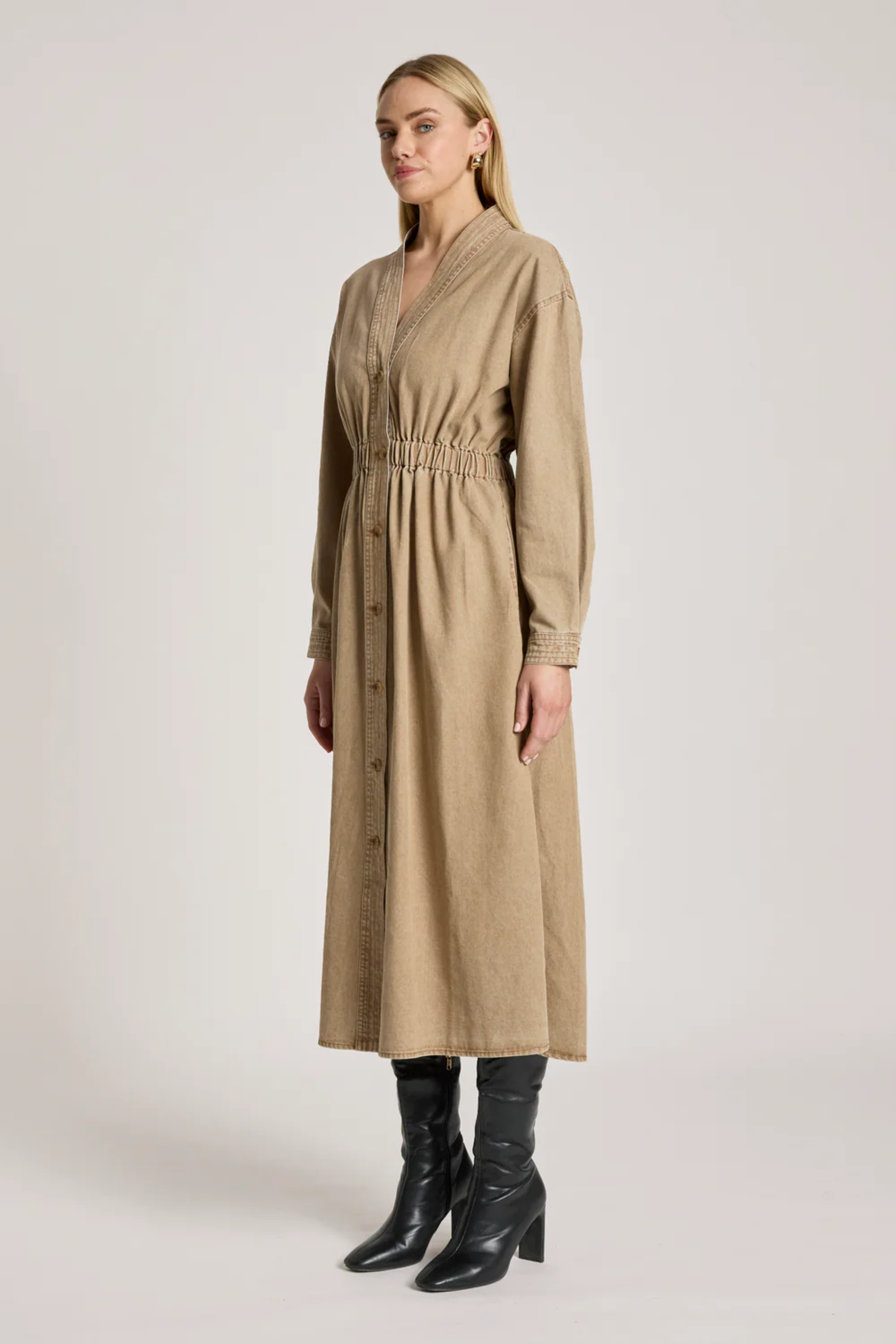 Bodhi Denim Dress - Fawn