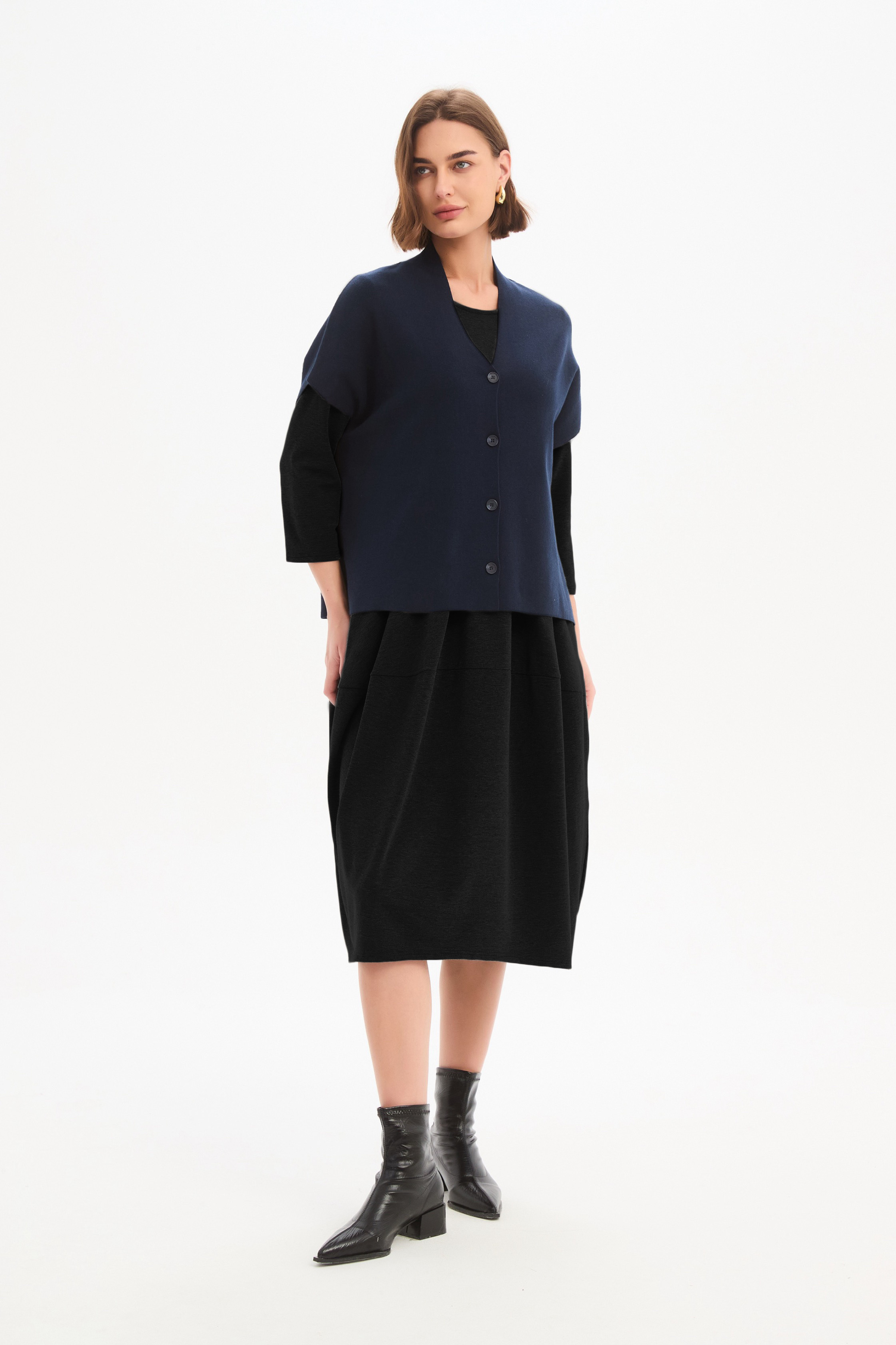 Button Up Knit Vest - Navy