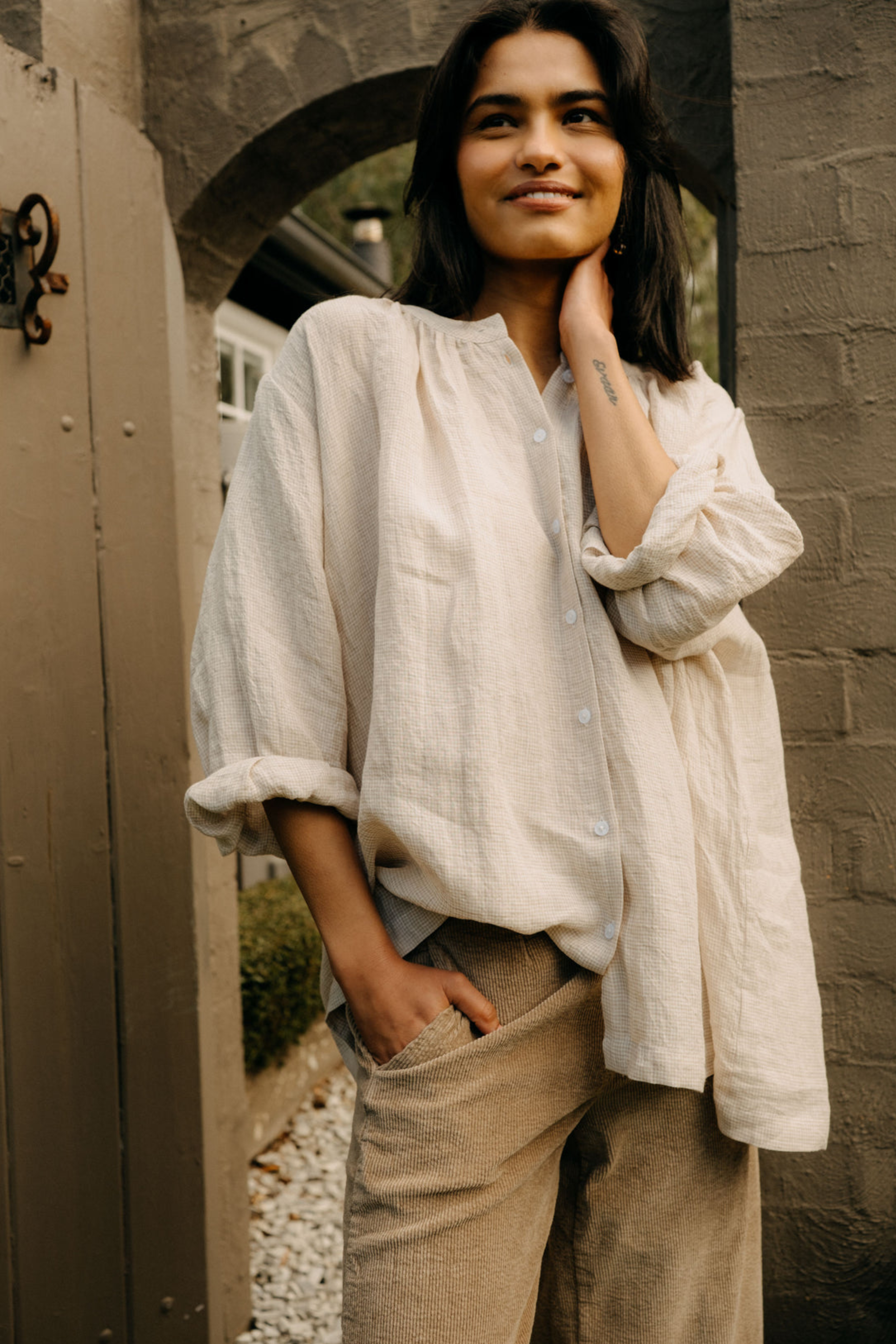 Carmen Linen Top - Natural